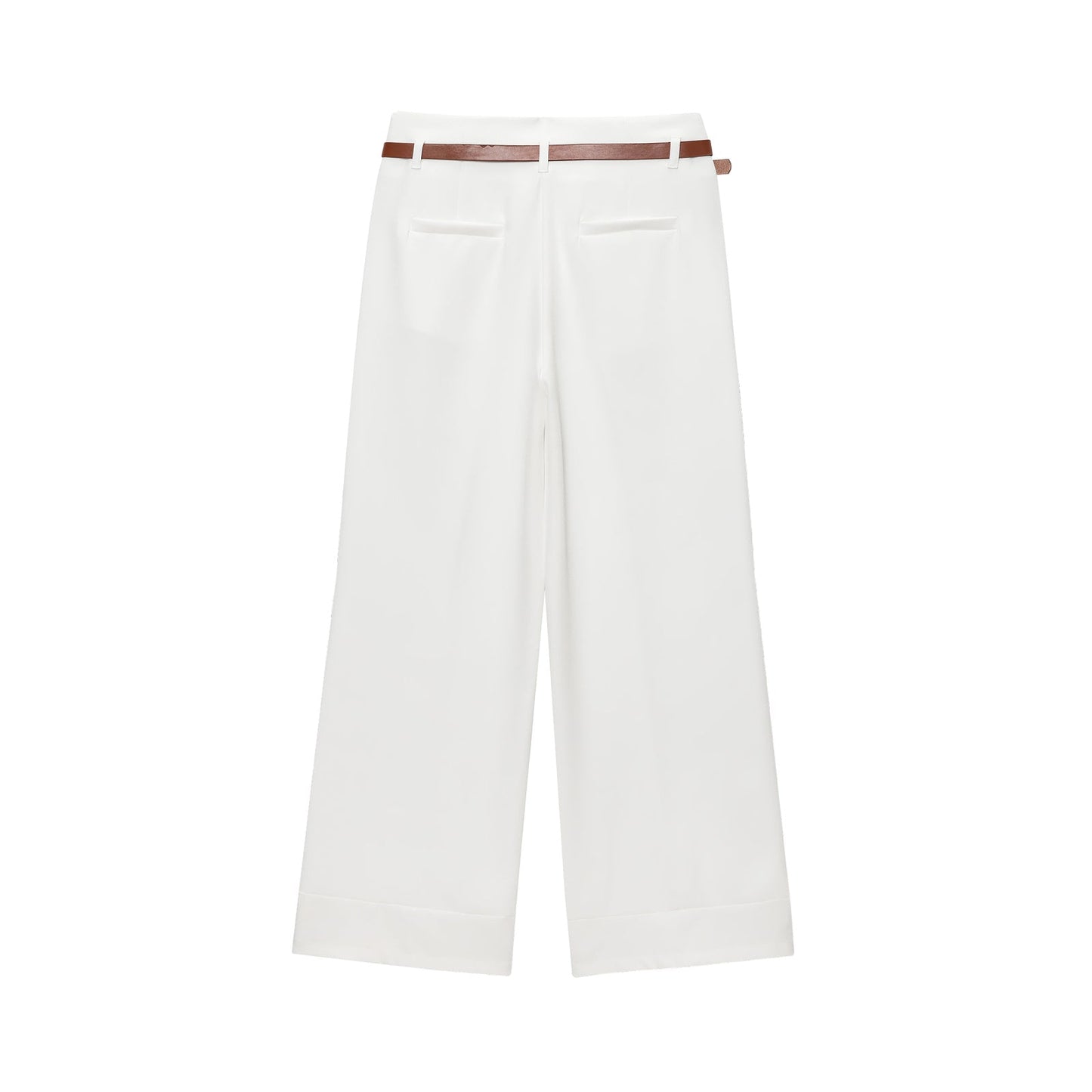 Women's 2025 fashion trousers with waistbands and hemmed legs.