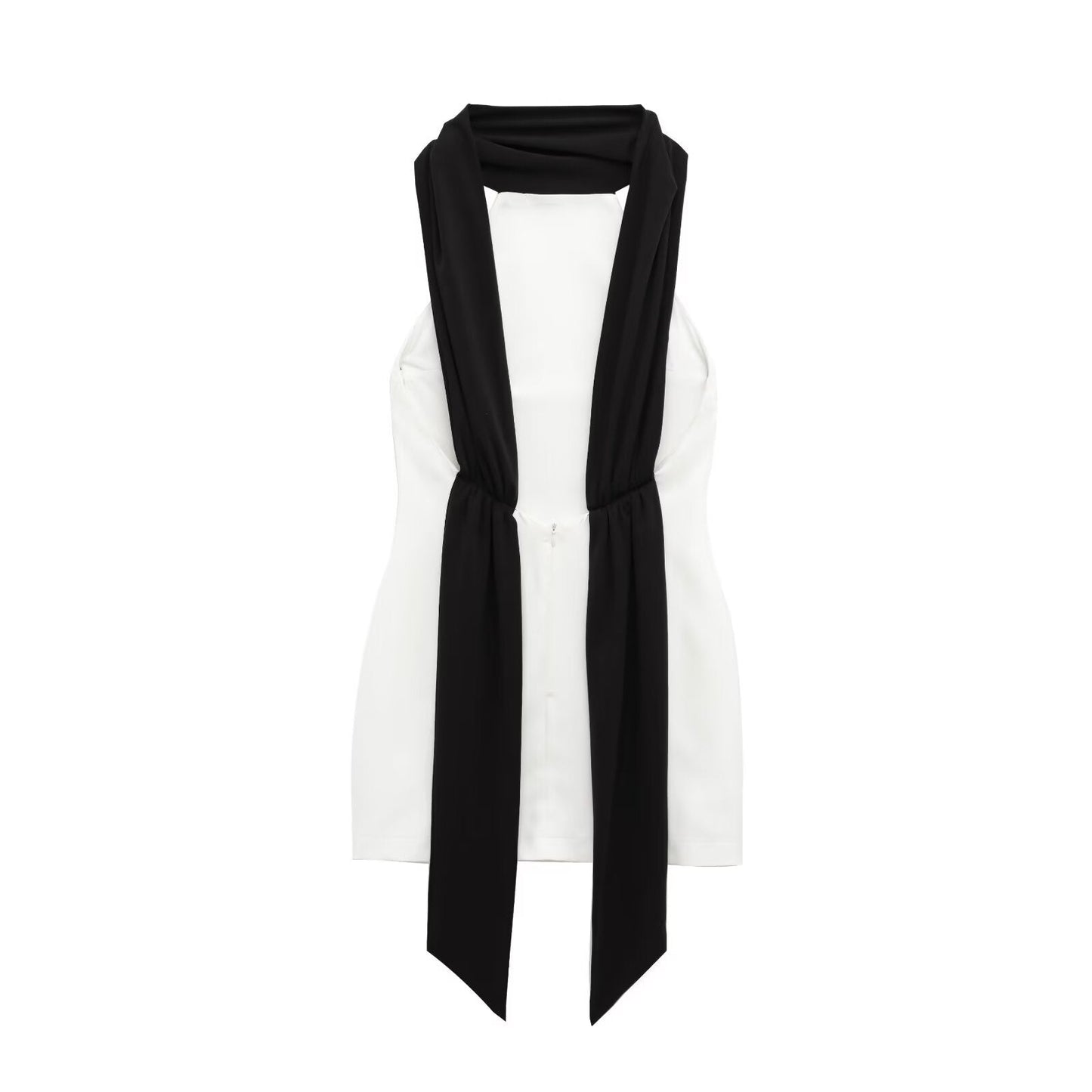 Women's 2025 new fashion slim backless sleeveless patchwork mini dress