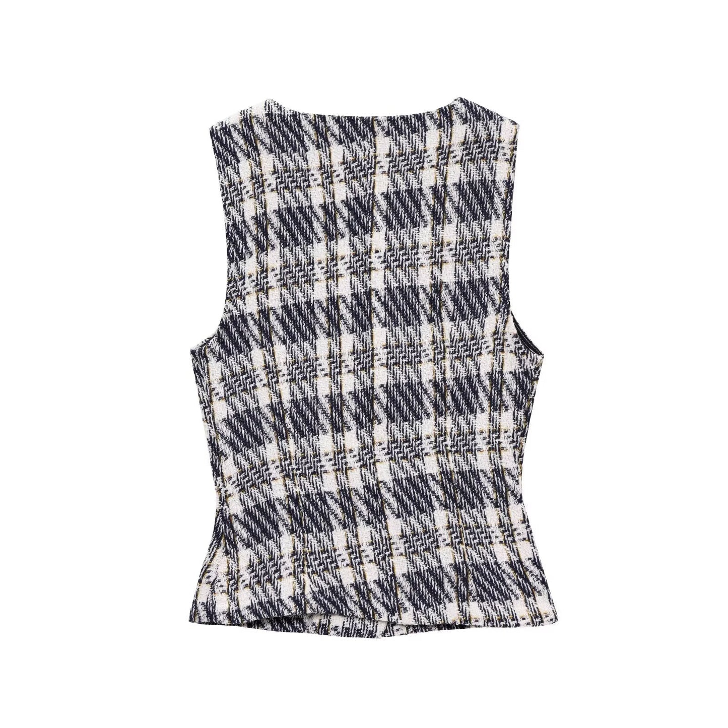 Women's new fashion casual single breasted plaid texture vest+Shorts Skirts suit
