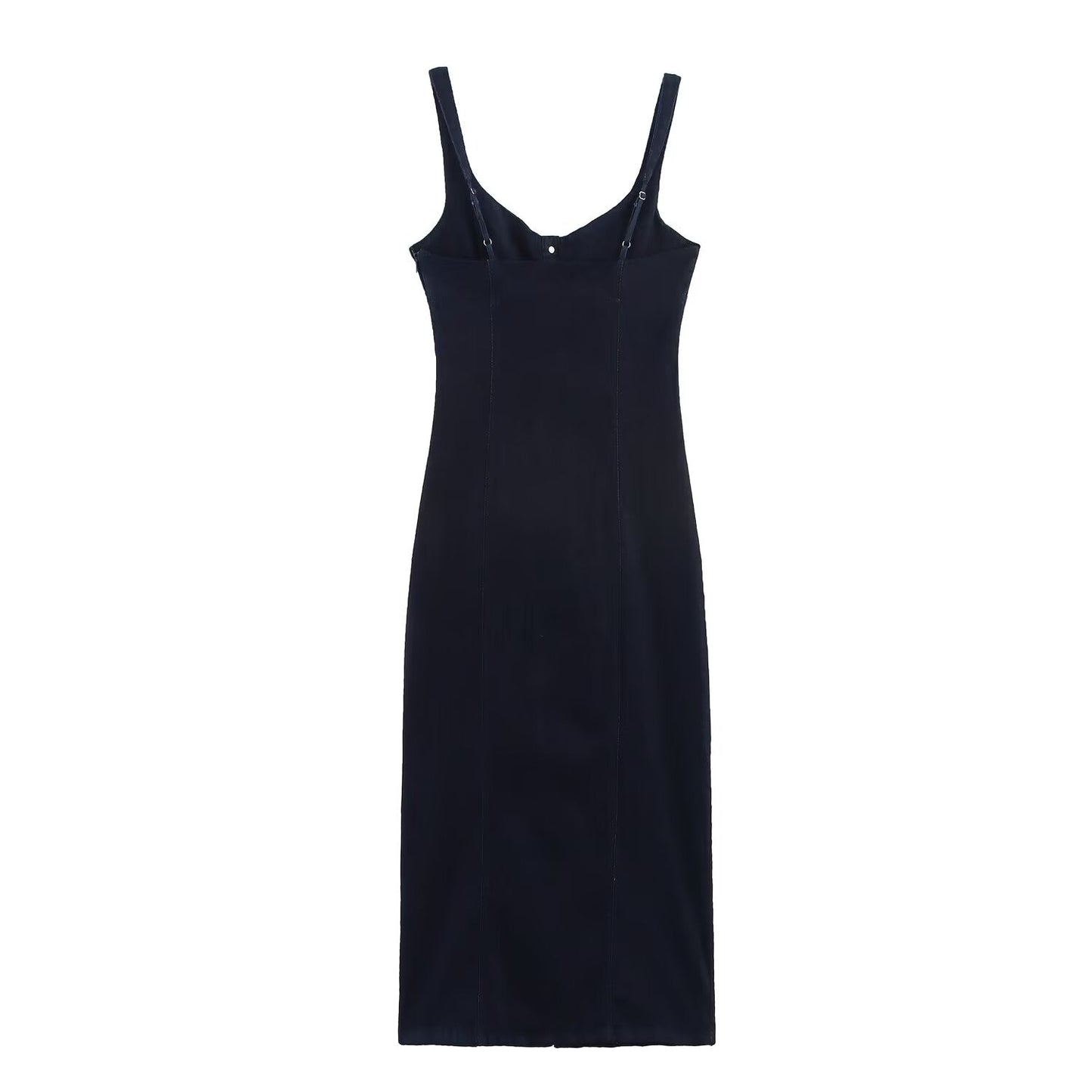 Women's New Fashion Wide Shoulder Strap Sexy Cowboy Midi Dress