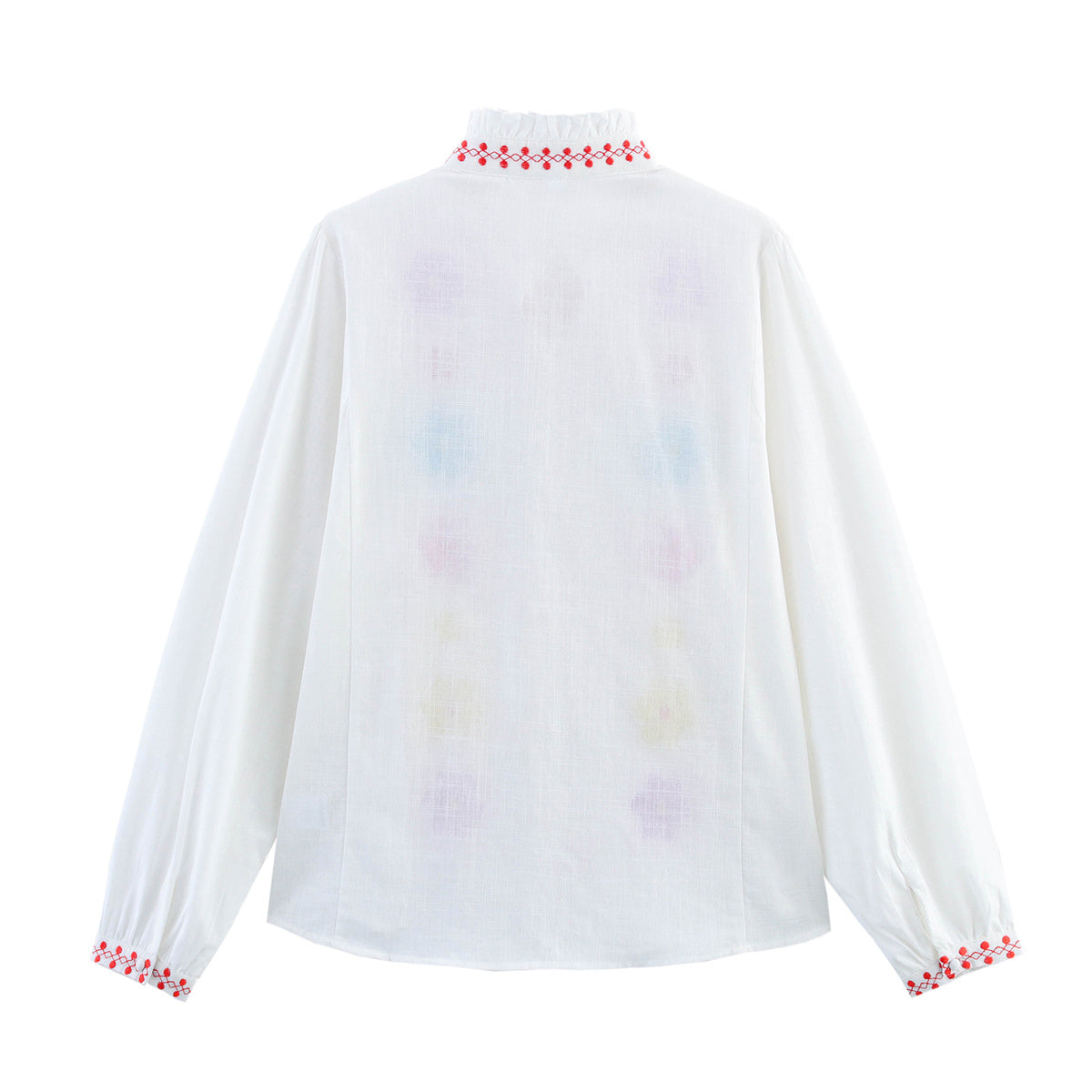 Women 2025 New Sweet Fashion Embroidery Blouses Vintage Long Sleeve Female Shirts Tops