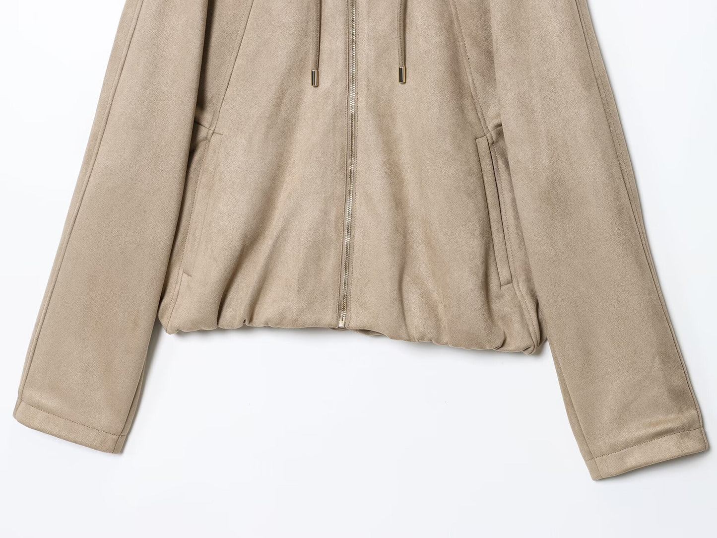 Women's new fashion suede texture effect hooded flying jacket Coat