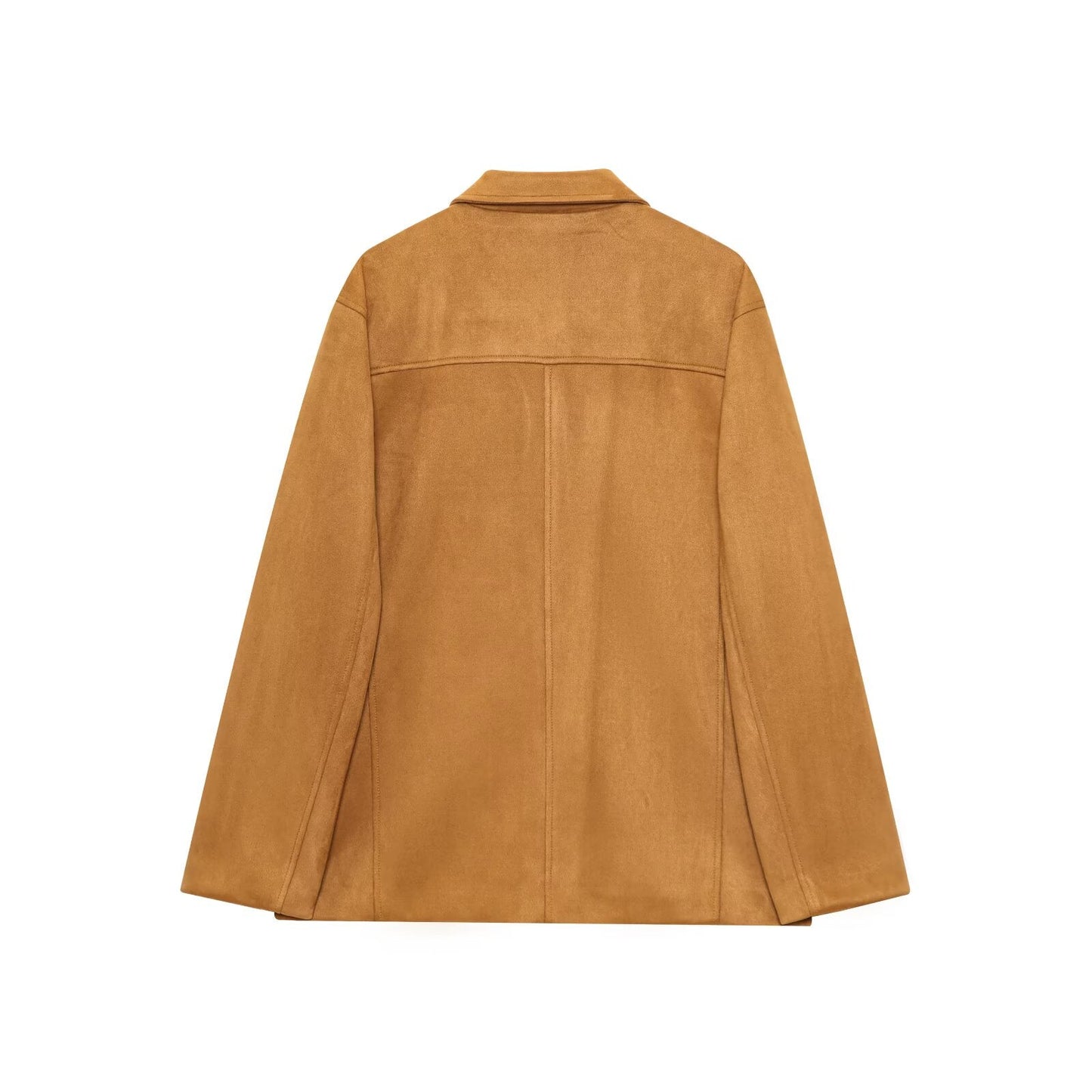 Women's new fashion loose long sleeved suede leather jacket Coat