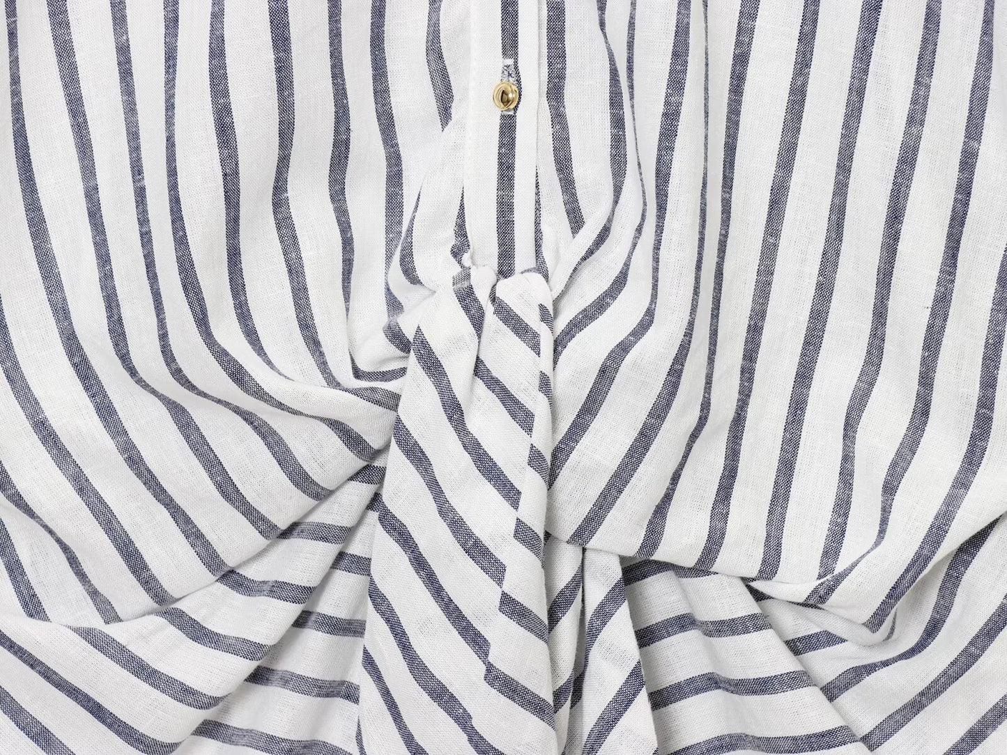 Women's new fashion knot decoration linen blended striped shirt