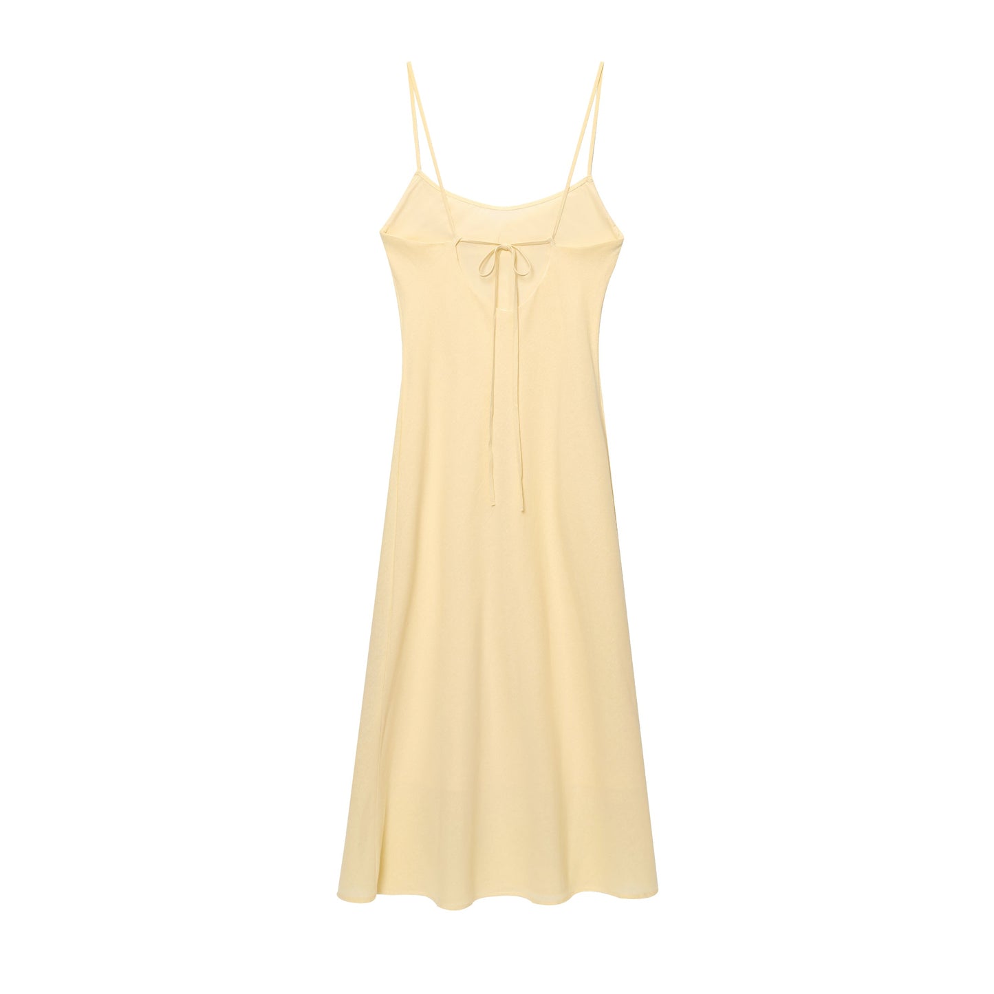 Women's New Fashion Solid Ramie Blended Underwear Style suspender Midi Dress