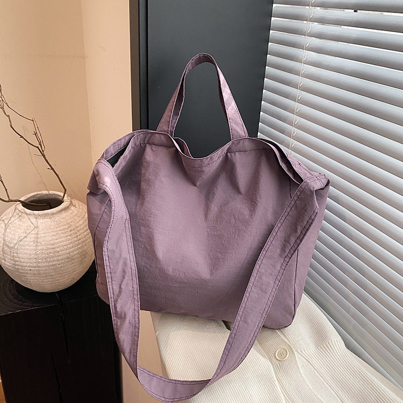 L Women's New Portable Canvas Hand-held Pocket Large-capacity Leisure Joker Shoulder Slung Tote Bag