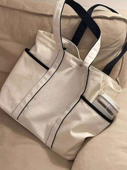 2025 New Casual Joker Multi-pocket Design Canvas Handbag Tote Bag Yoga Bag