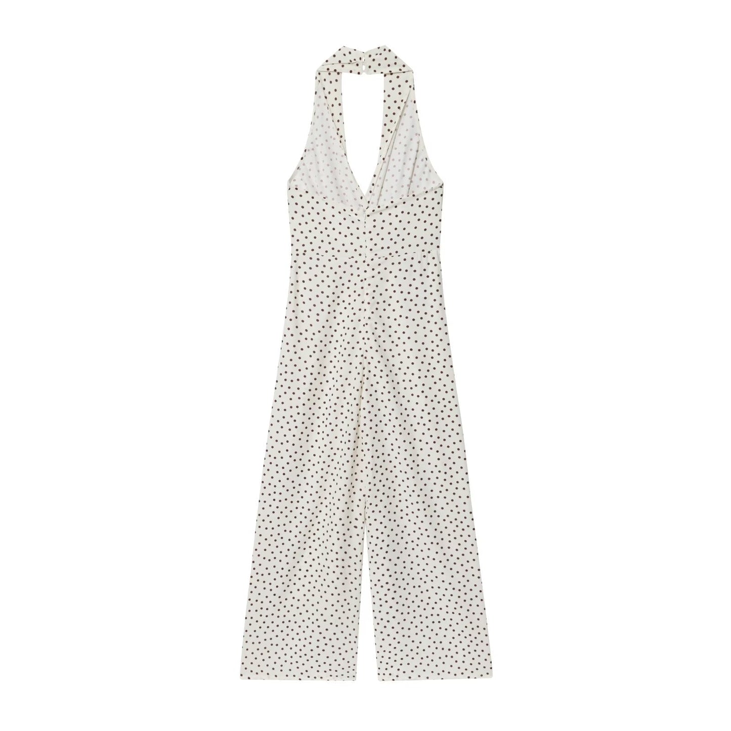 Women's 2025 Fashion Wave Point Hanging Neck Collar jumpsuit