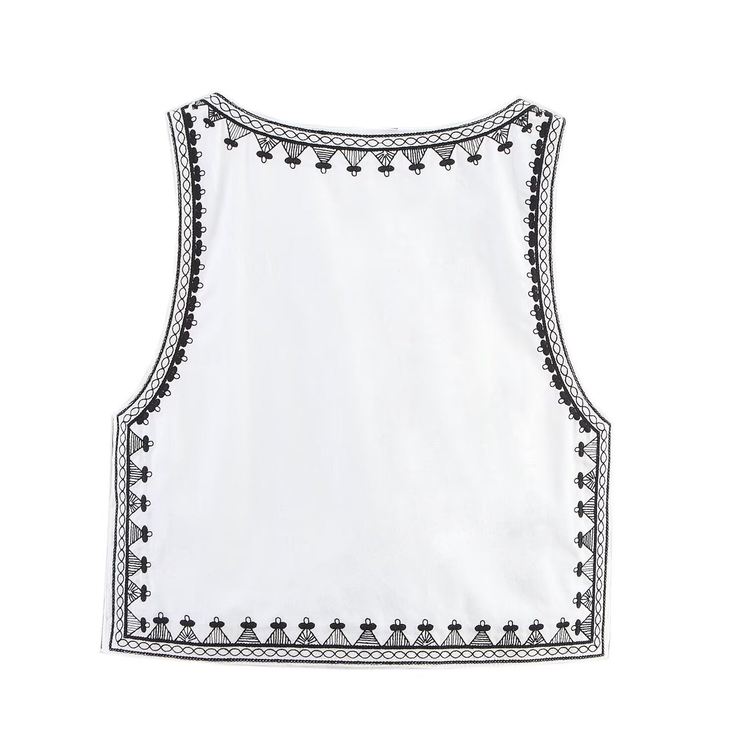suit Women's 2 pieces fashion short contrasting embroidered V-neck vest+Shorts suit