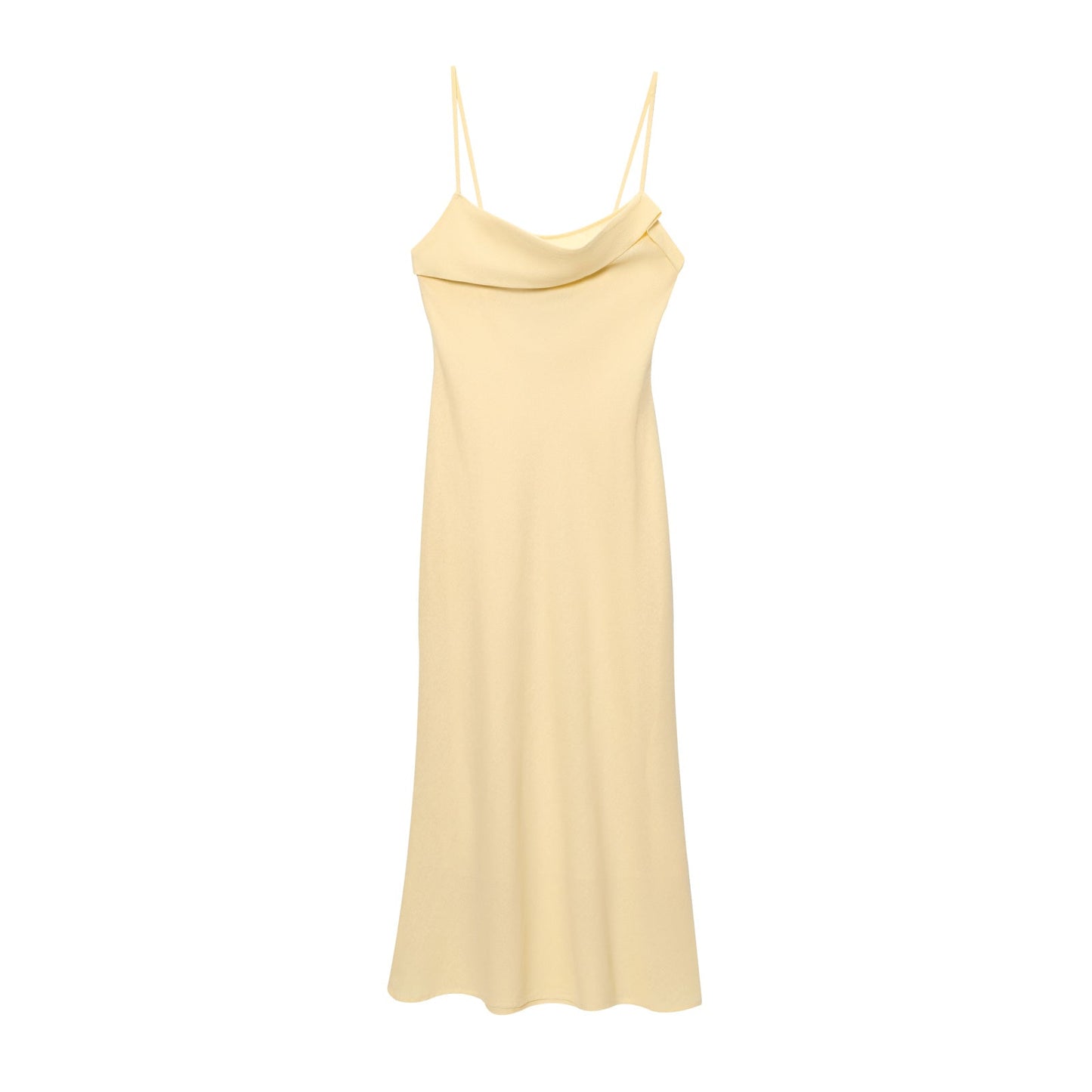 Women's New Fashion Solid Ramie Blended Underwear Style suspender Midi Dress