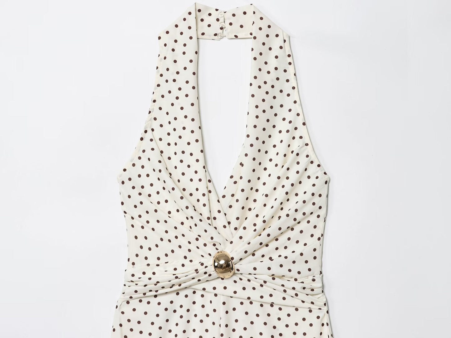 Women's 2025 Fashion Wave Point Hanging Neck Collar jumpsuit