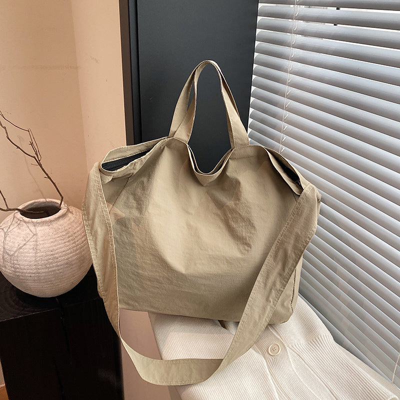 L Women's New Portable Canvas Hand-held Pocket Large-capacity Leisure Joker Shoulder Slung Tote Bag