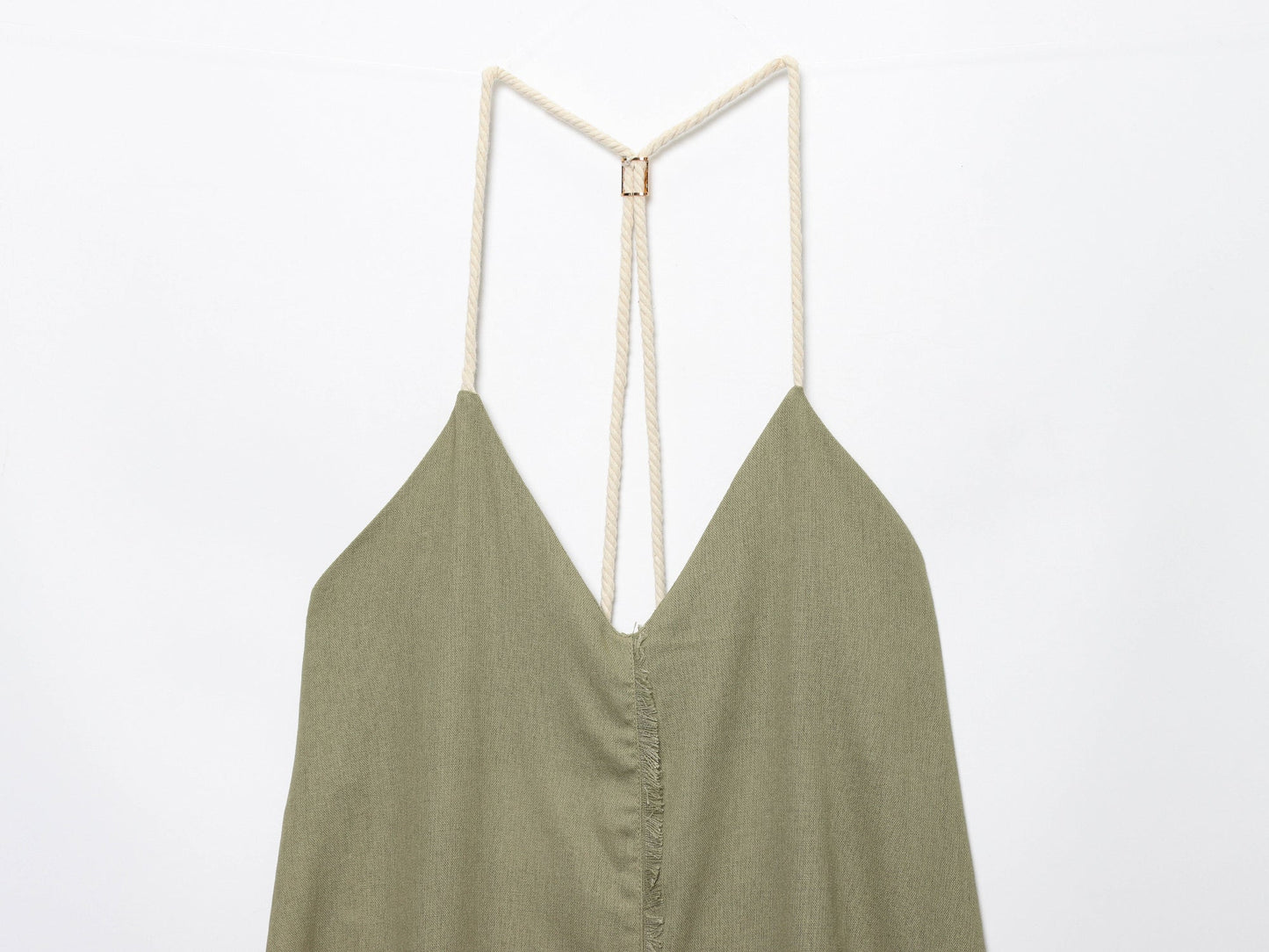Women's New Fashion Loose Linen Blended Hanging Neck Midi Dress