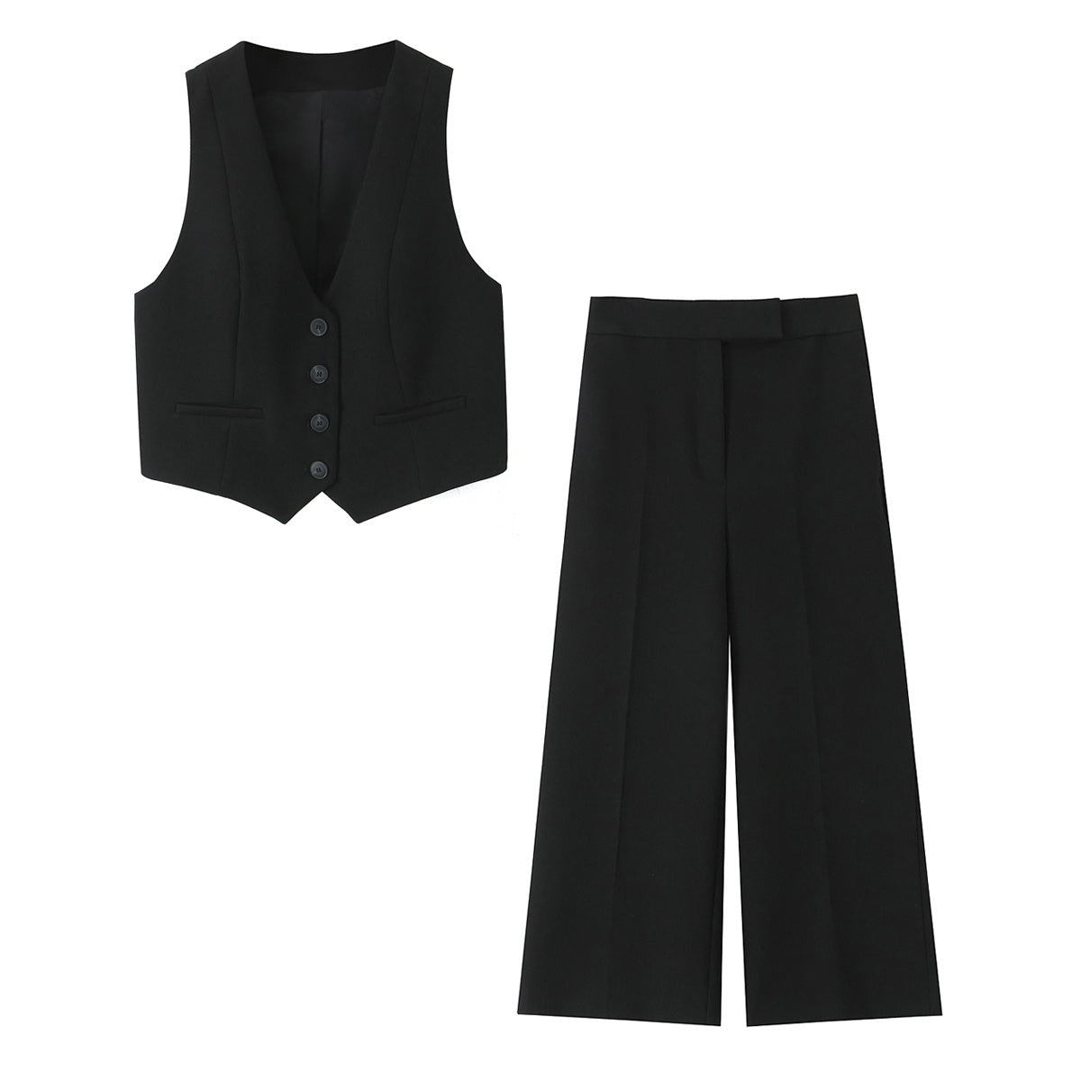 set woman 2 pieces2025 Fashion Short vest Vintage Female + Pants Women's suit