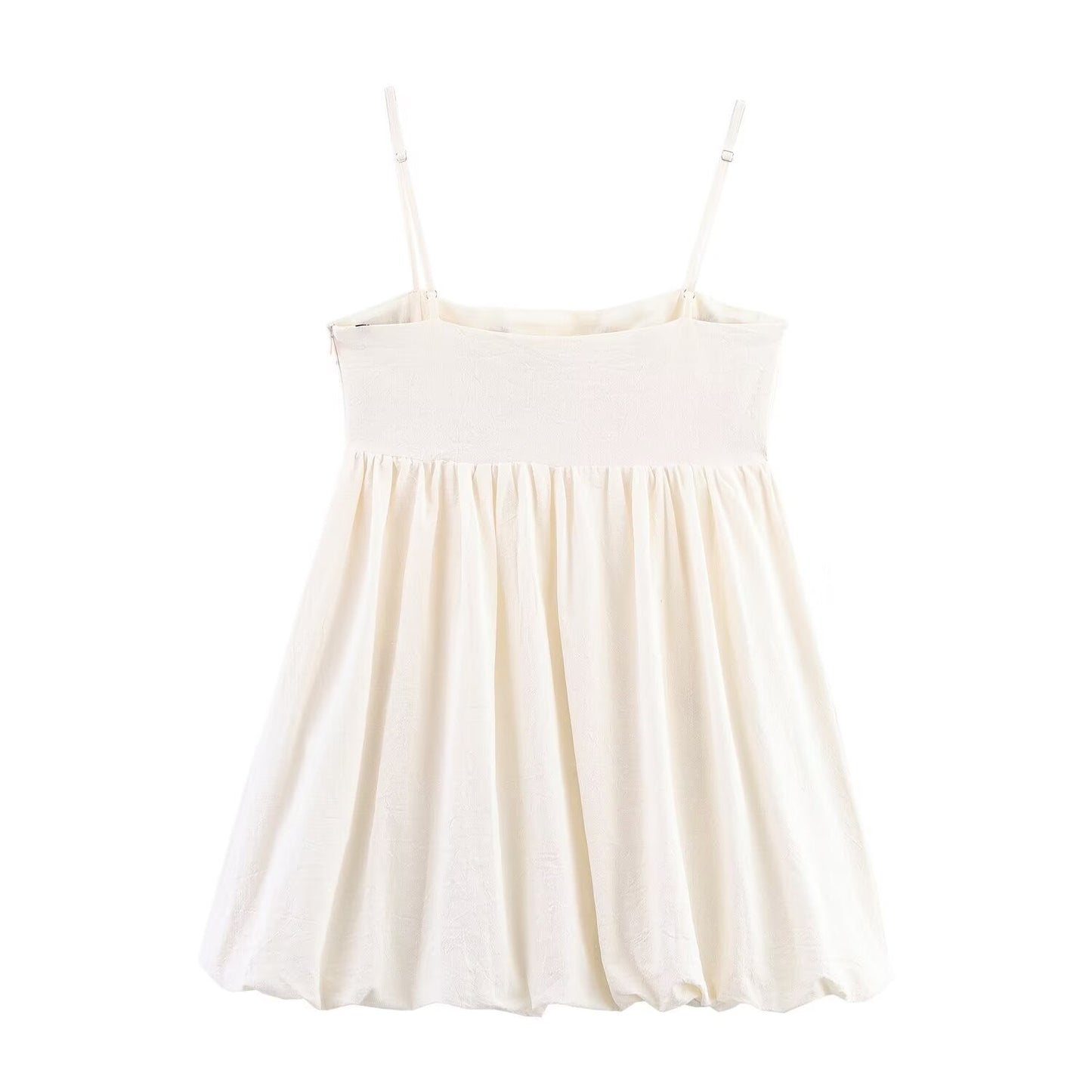 Women's new fashion wide pleated floral embroidery suspender mini dress