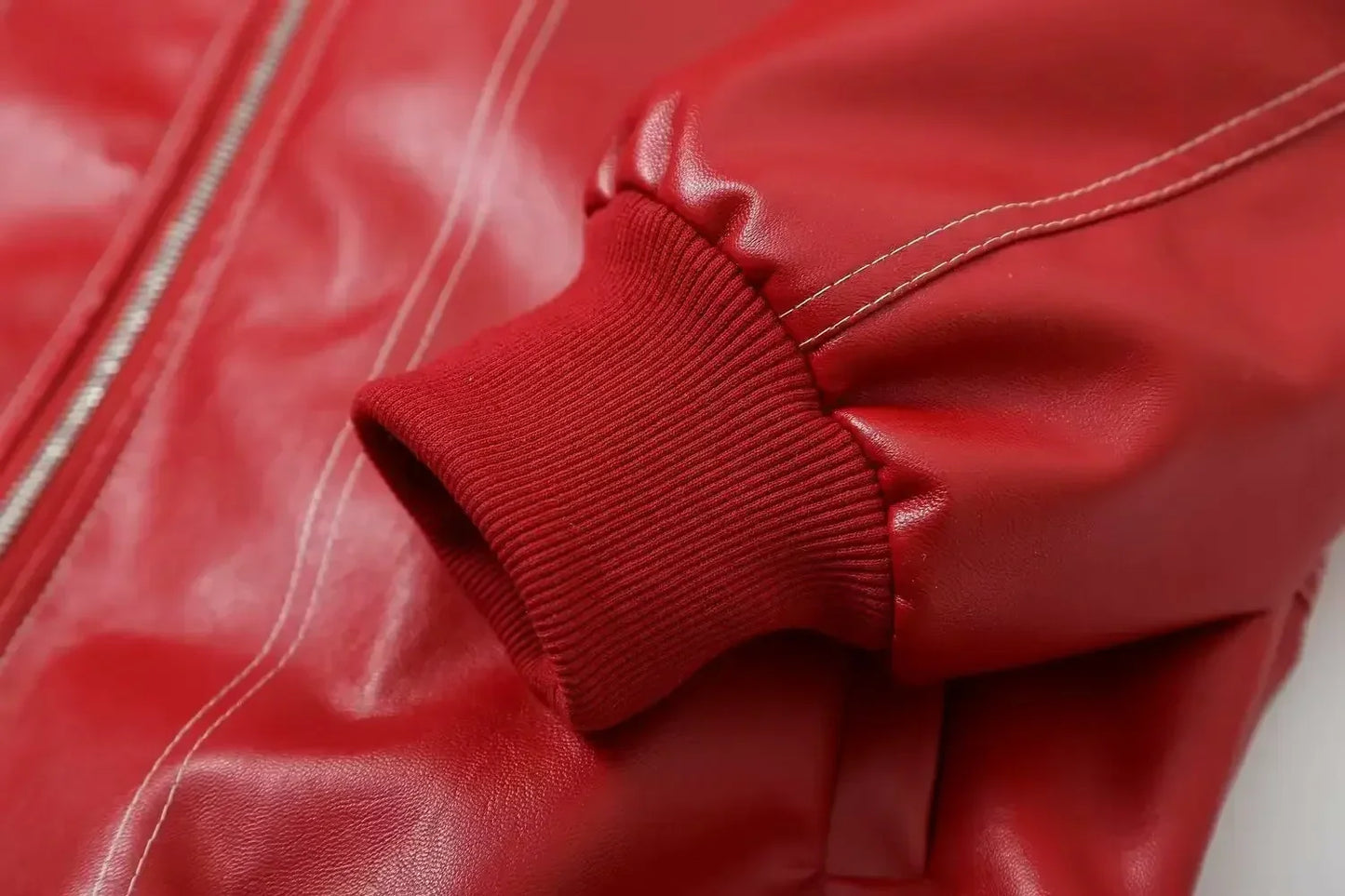 Women's new Fashion loose casual versatile retro imitation leather jacket coat long sleeved side pocket women's coat chic top
