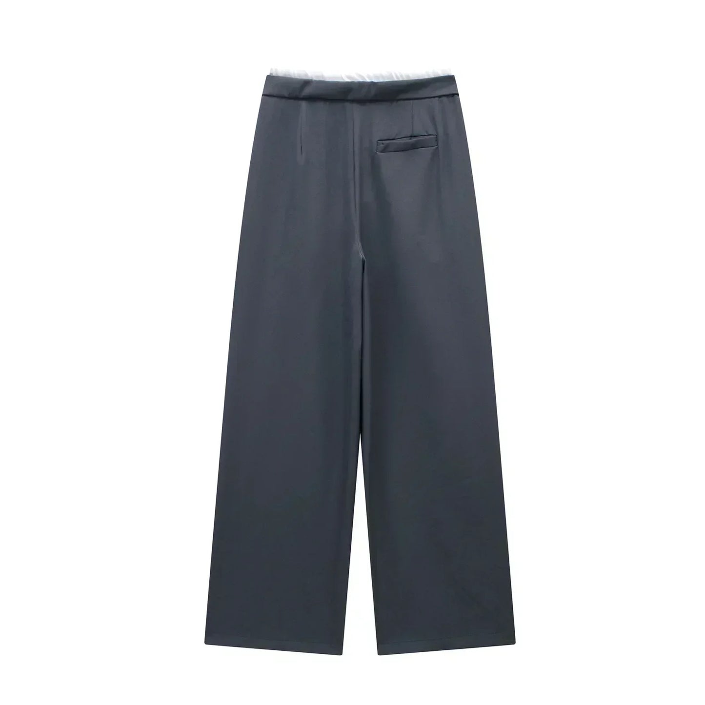 Women's New Fashion Pleated Splicing Design Loose Casual Wide Leg Pants Retro Elastic Waist Side Pockets Women's Pants