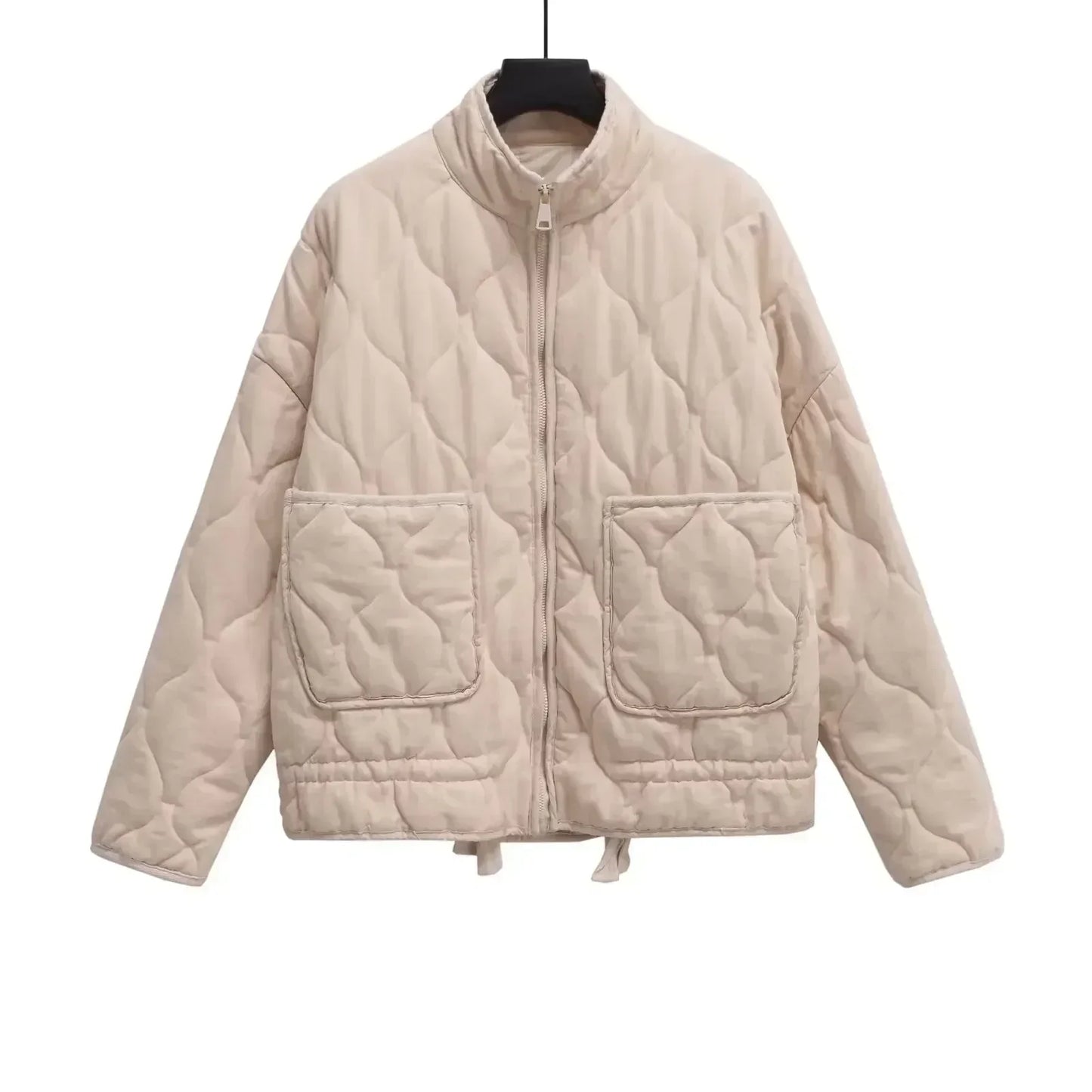 Women's 2024 New Fashion Large Pocket Decoration Loose Warm Washed Cotton Coat Retro Long Sleeve Zipper Women's Coat
