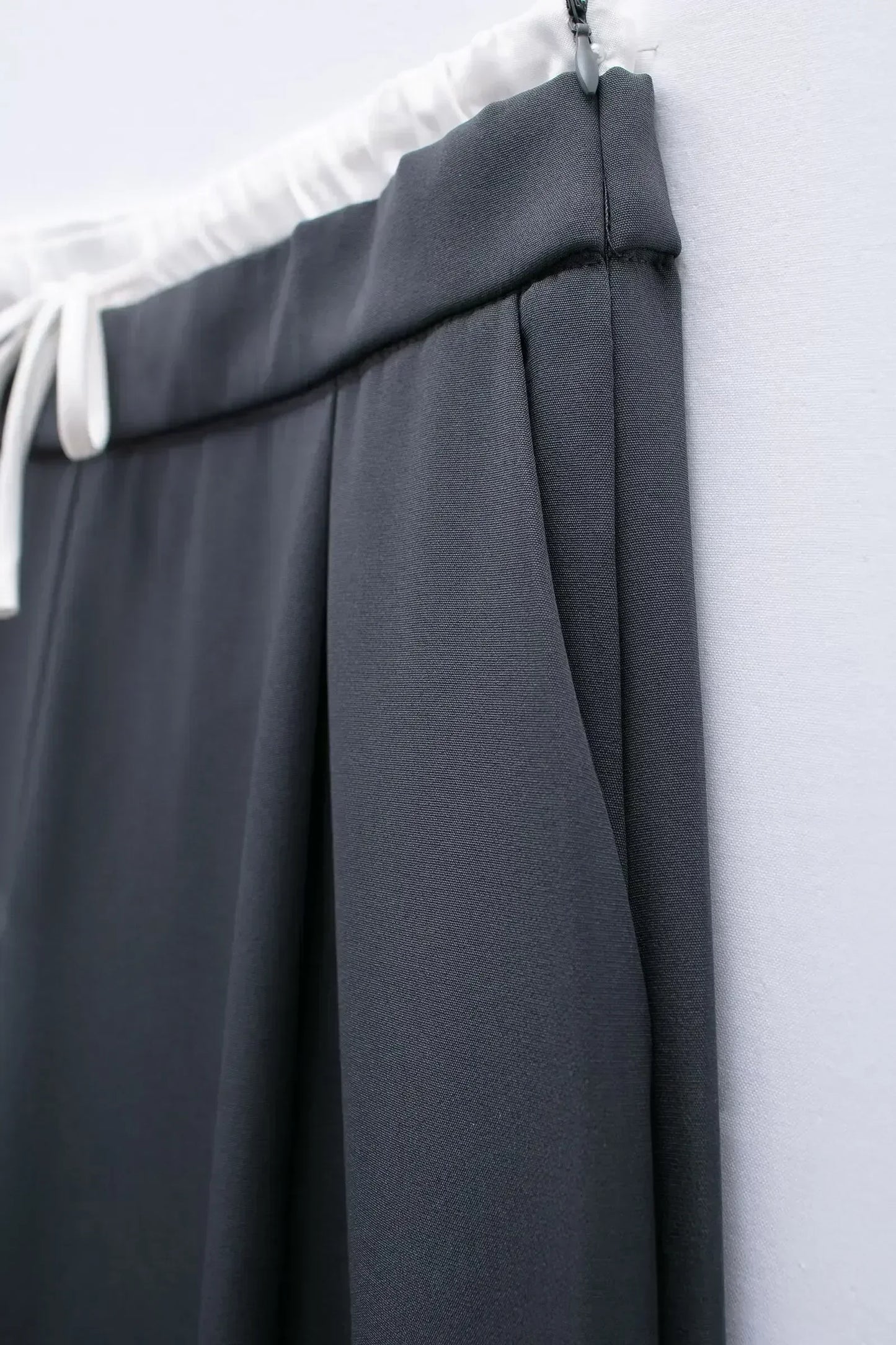 Women's New Fashion Pleated Splicing Design Loose Casual Wide Leg Pants Retro Elastic Waist Side Pockets Women's Pants