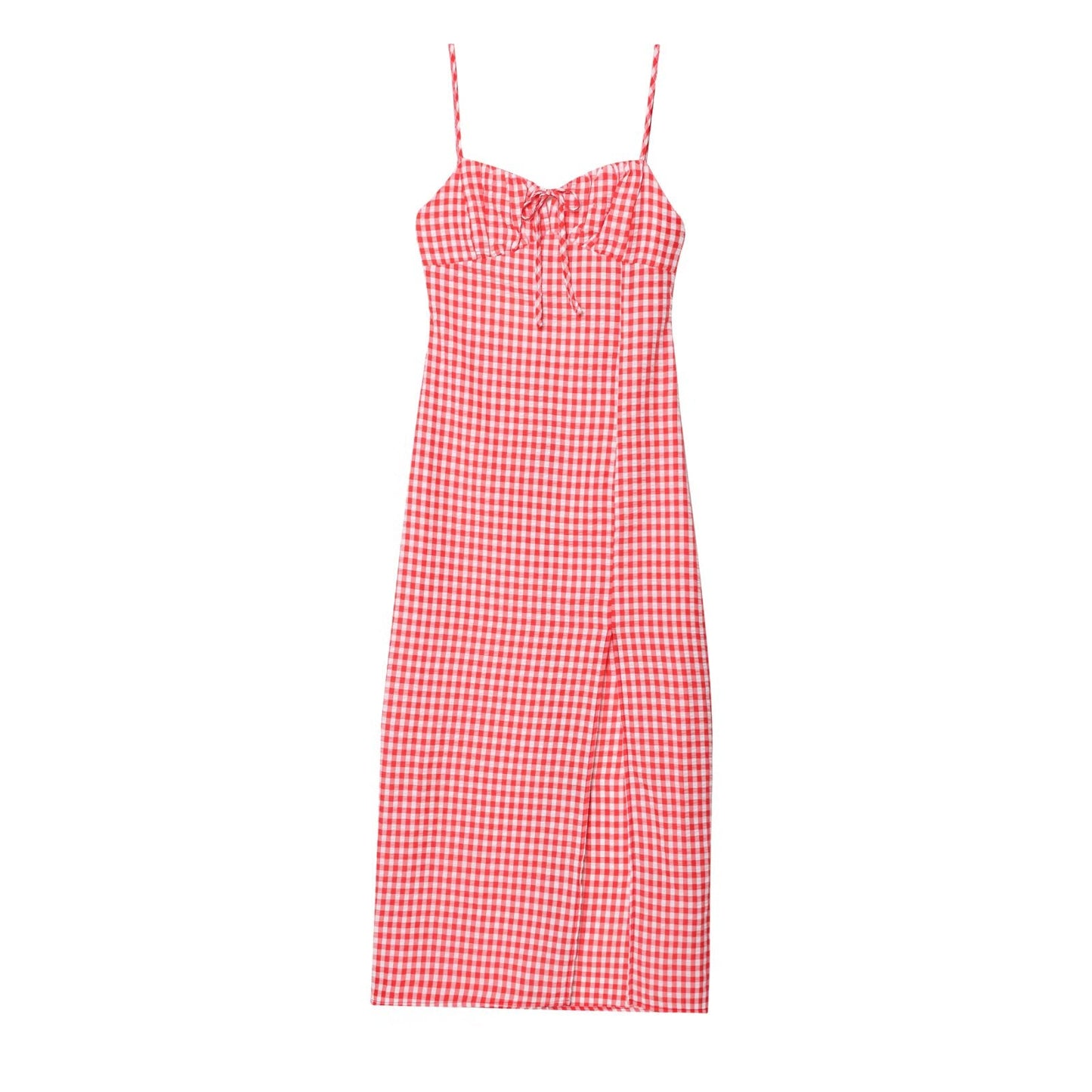 Women's 2025 fashion plaid midi dress