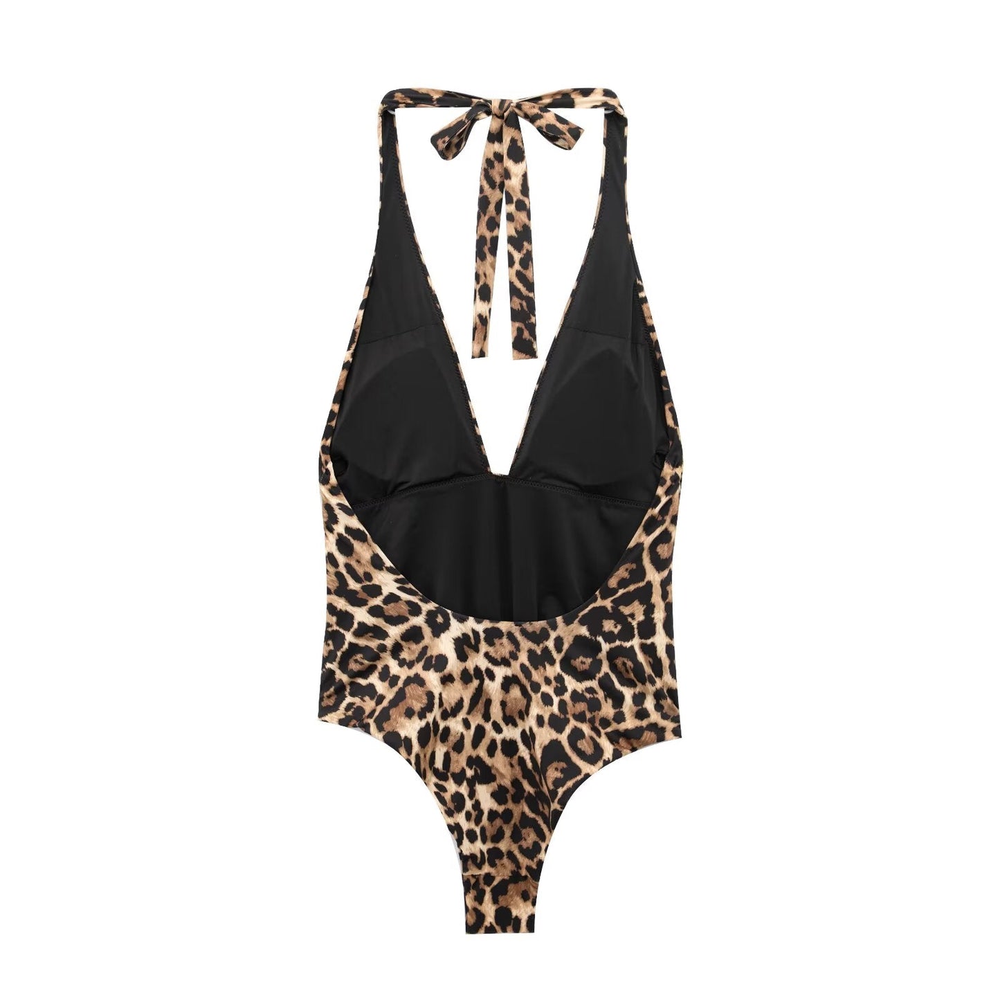 Women's 2025 new fashion striped print Hanging neck swimsuit retro sleeveless backless women's swimsuit