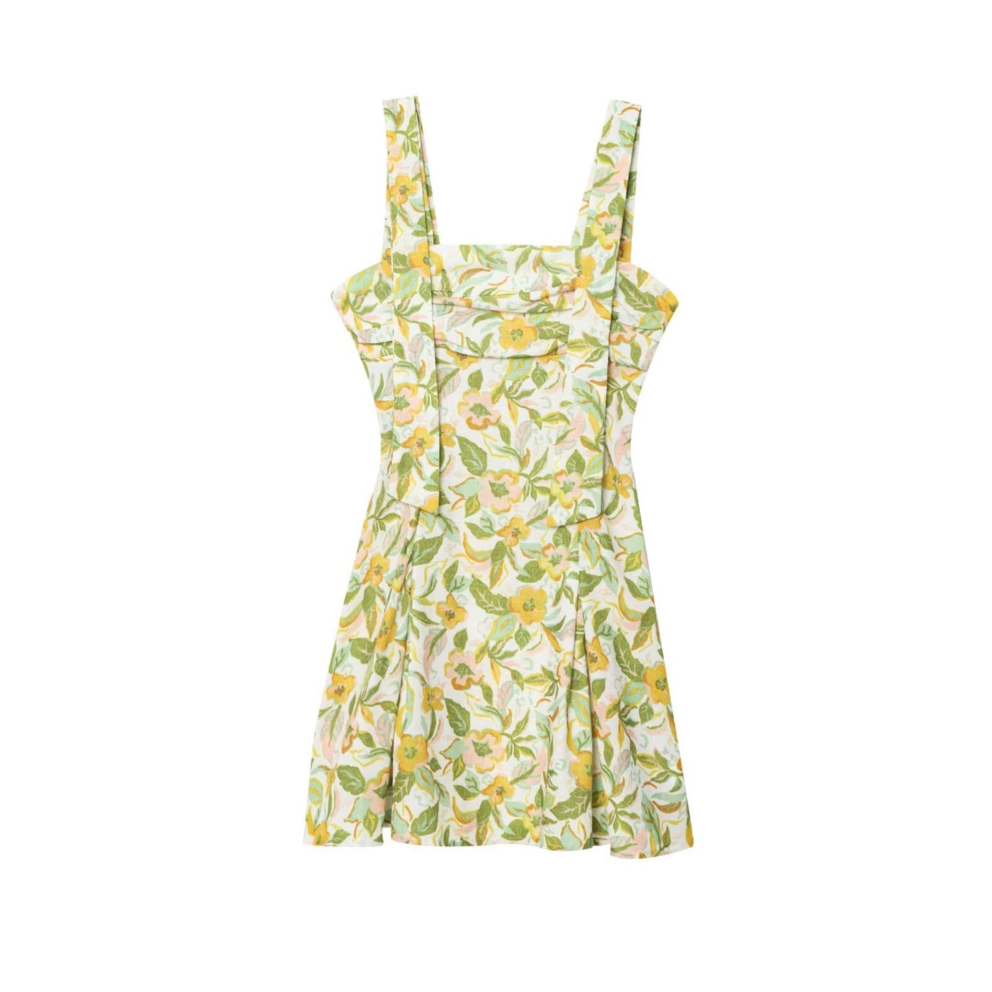 Women's Summer Fashion Printed Linen Blended Mini Dress