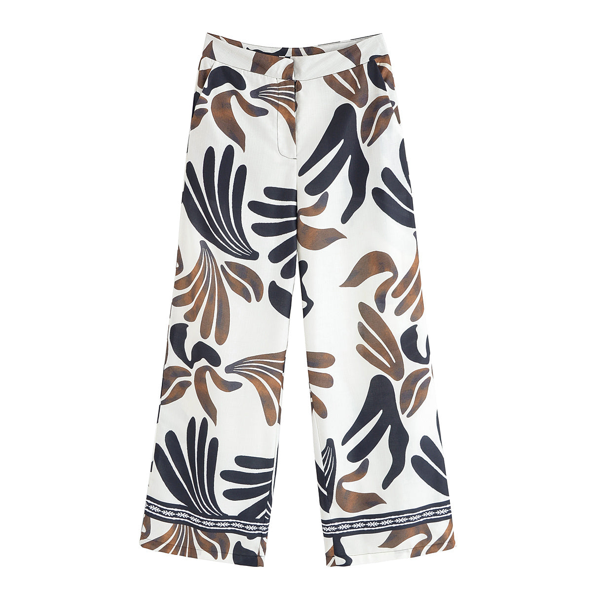 Women's 2025 new fashion mid waist retro printed casual pants