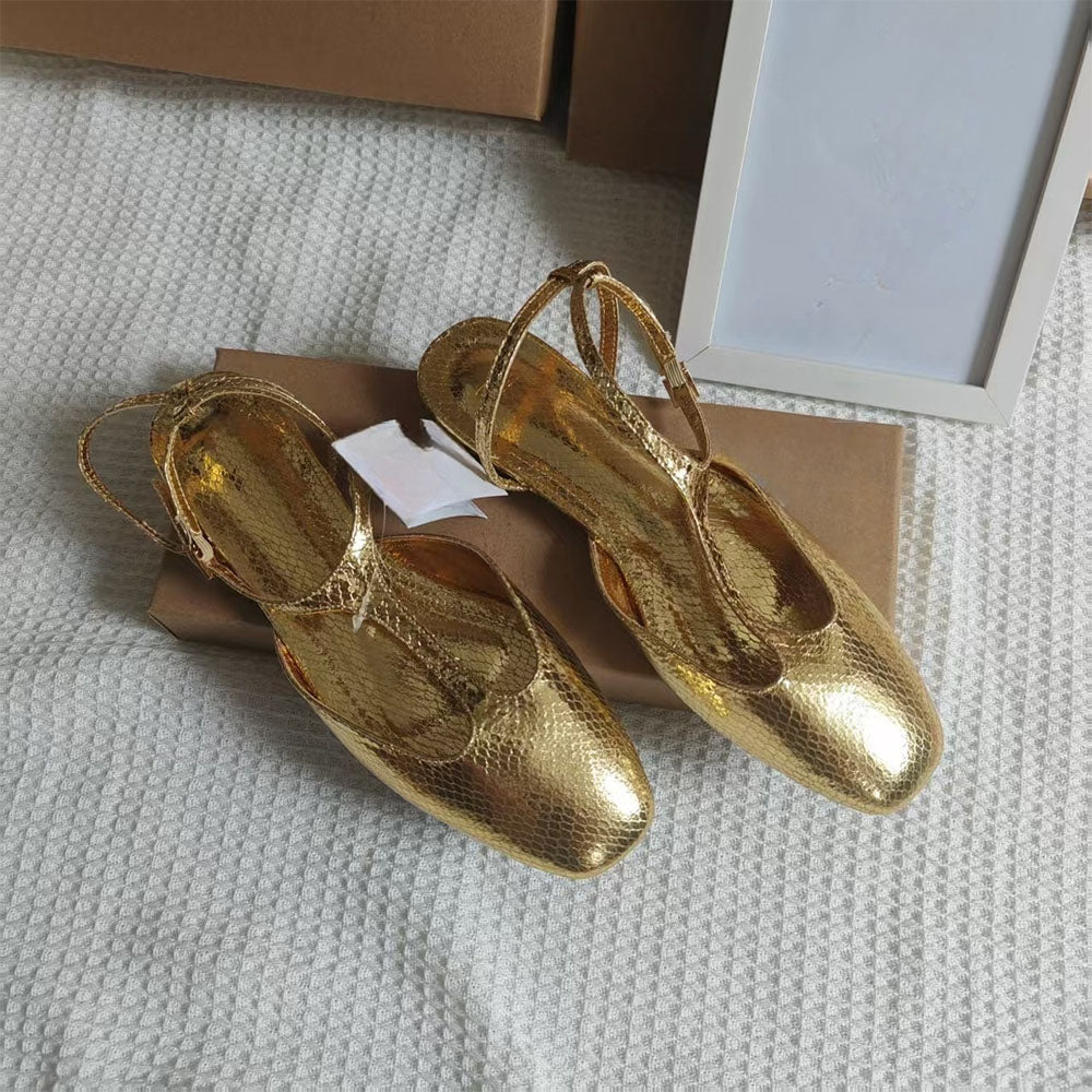 Women's 2025 New Fashion Joker Baotou Design Flat Sandals Shallow Hollow Rear Strap Shoes.
