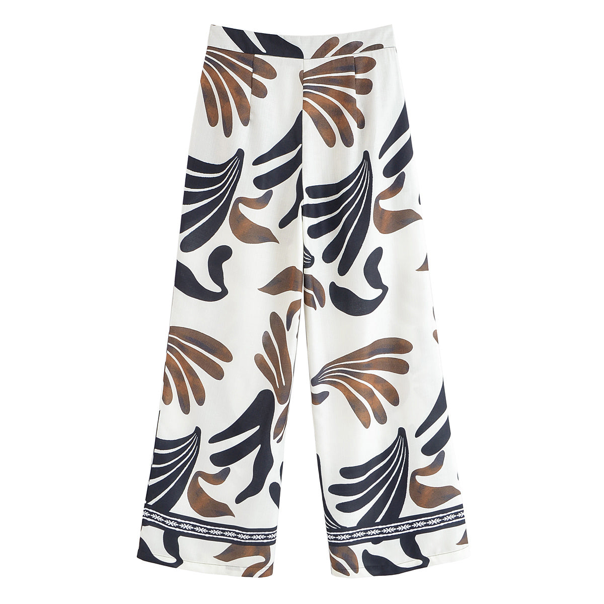 Women's 2025 new fashion mid waist retro printed casual pants