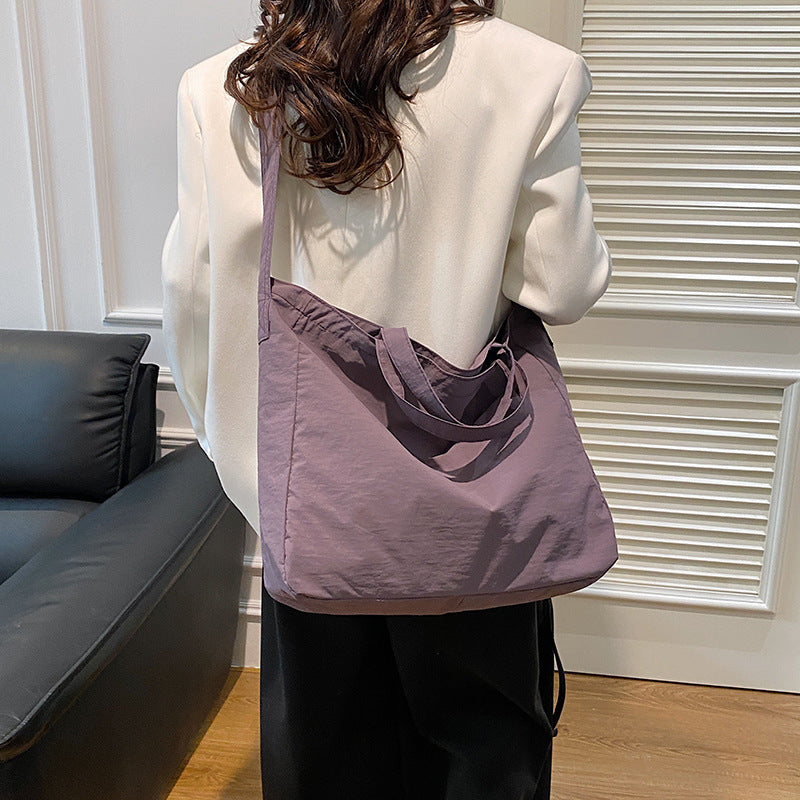 L Women's New Portable Canvas Hand-held Pocket Large-capacity Leisure Joker Shoulder Slung Tote Bag