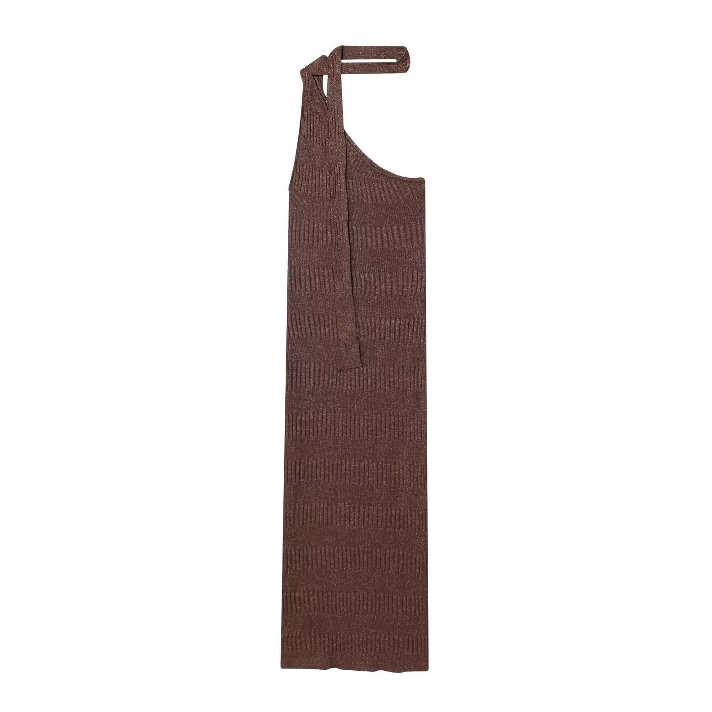 Women's New Fashion Scarf Decoration Asymmetric Knitted Midi Dress