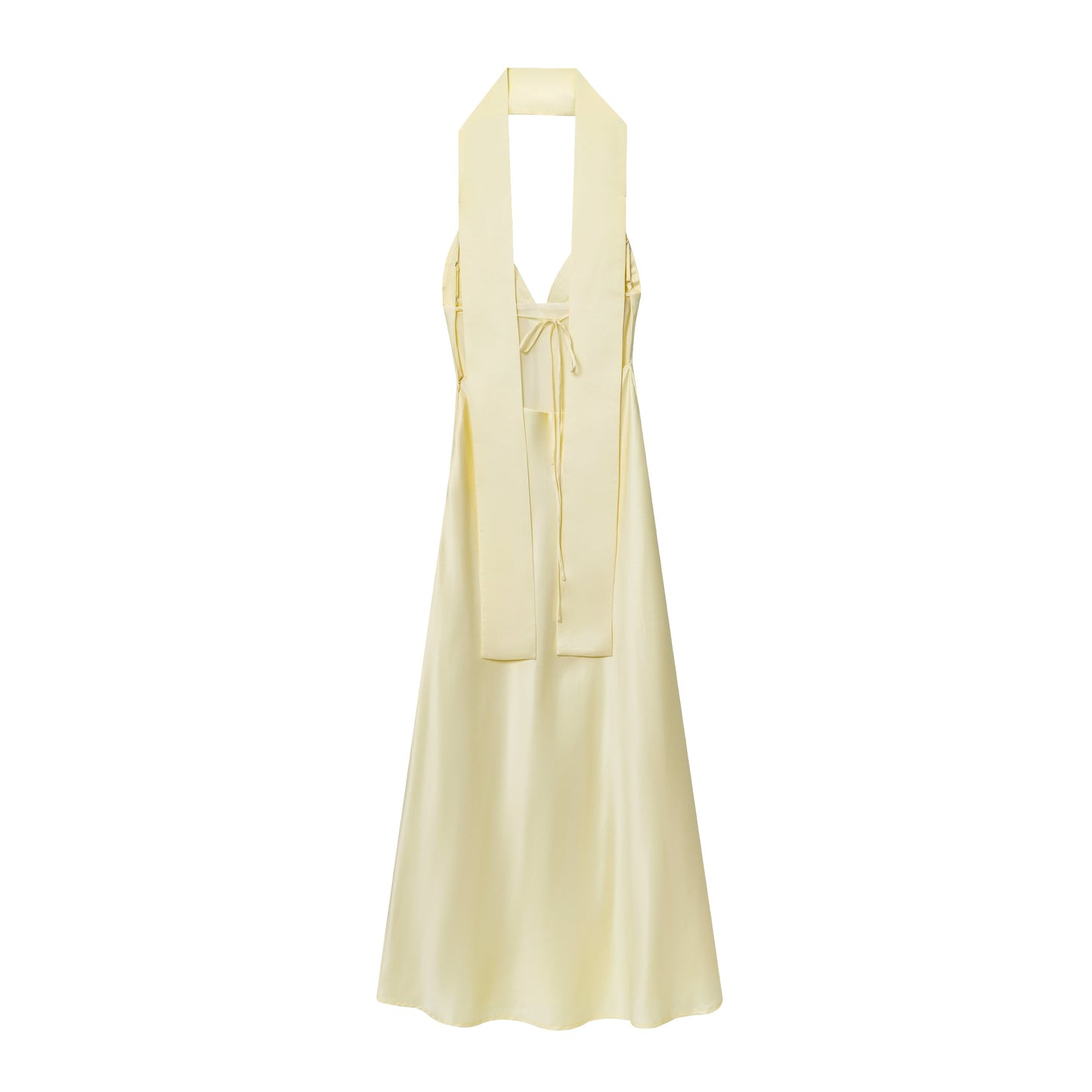 Women's New Fashion Scarf Decoration Satin Texture suspender Midi Dress