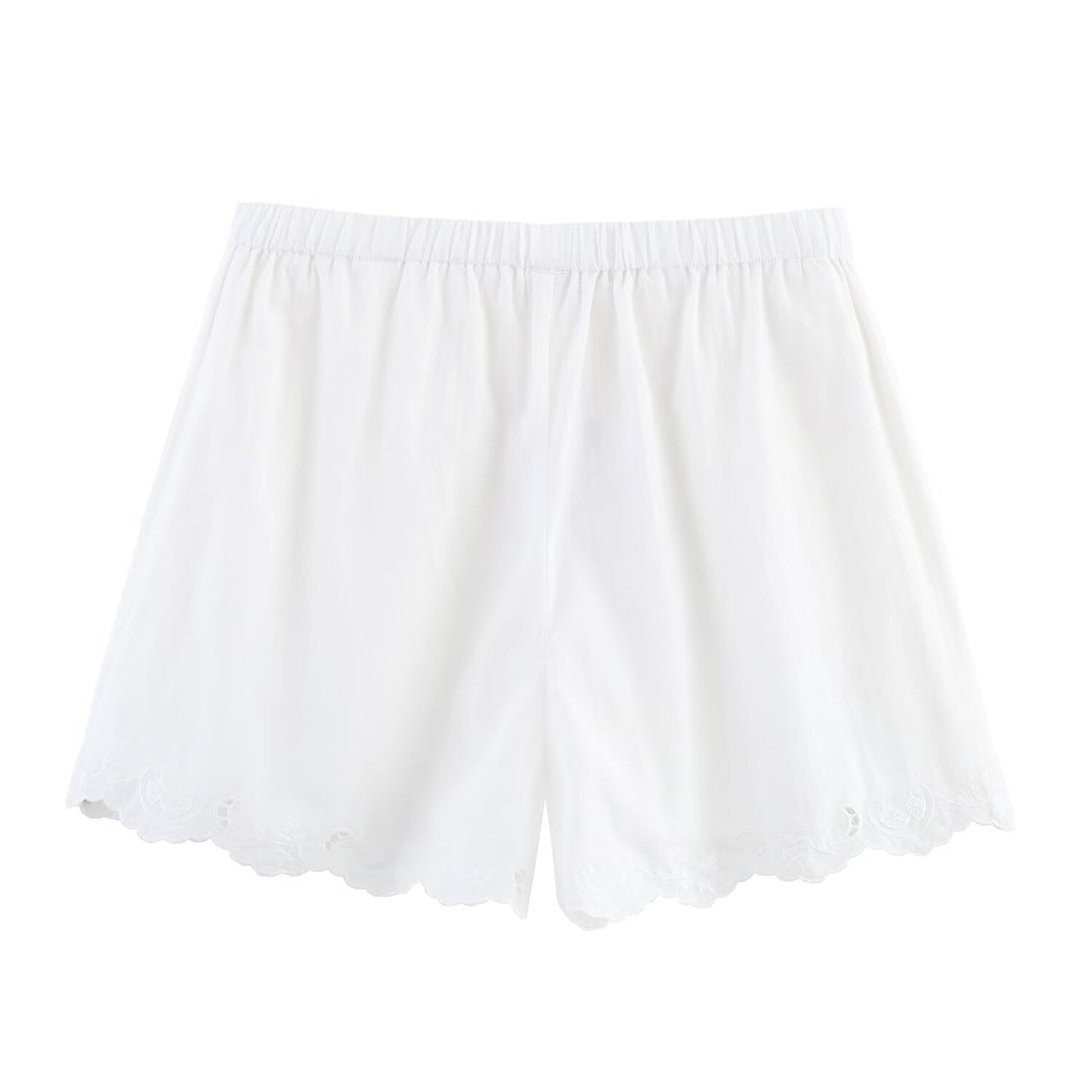 Women's New Fashion Flower Embroidered Pajama Style Casual Shorts