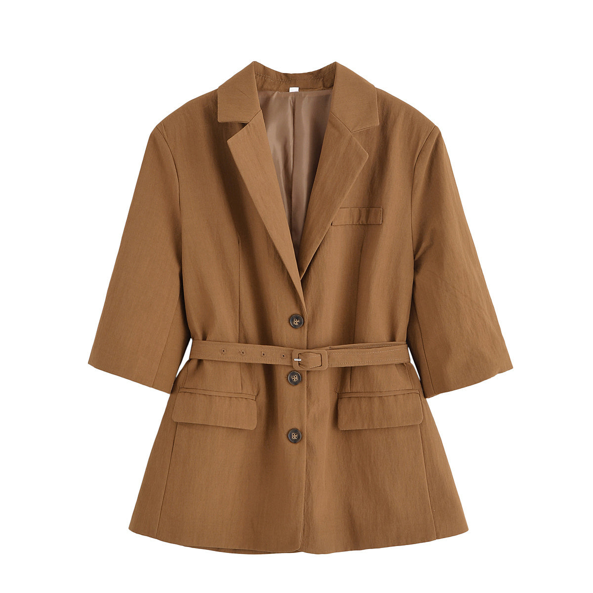 Women's new fashion with Belt five quarter sleeve button up suit coat+Shorts suit