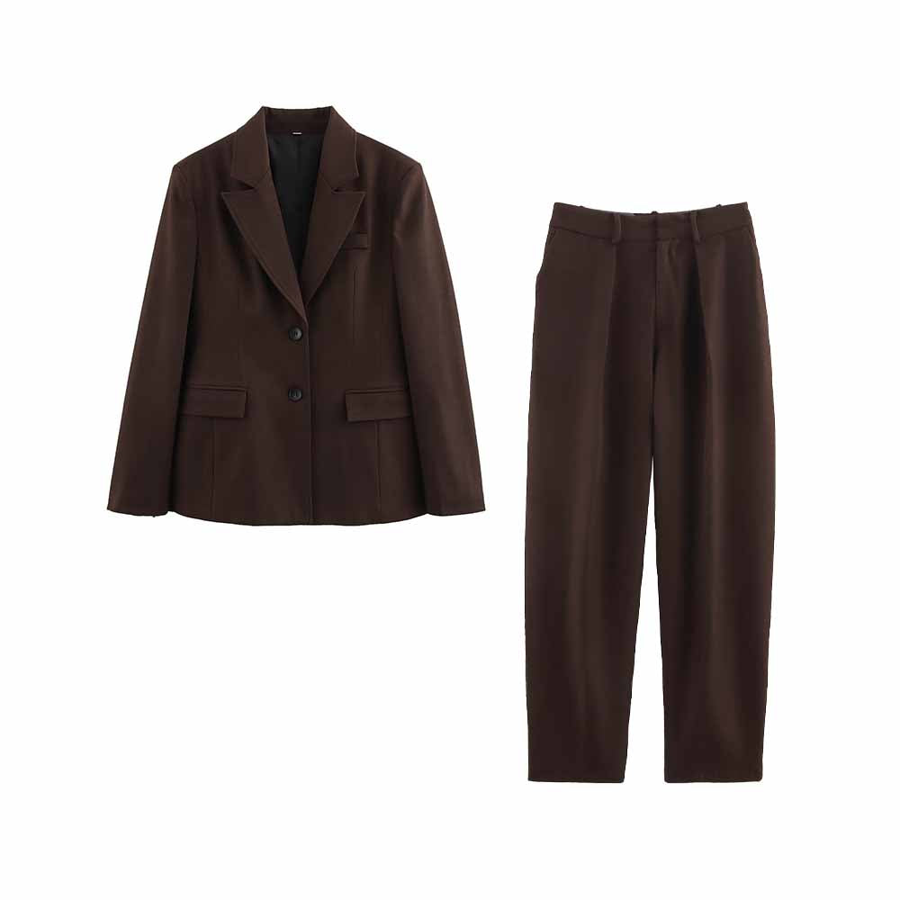 set woman 2 pieces2025 Fashion Office Wear Single Button Blazer Coat Vintage Female + Pants Women's suit