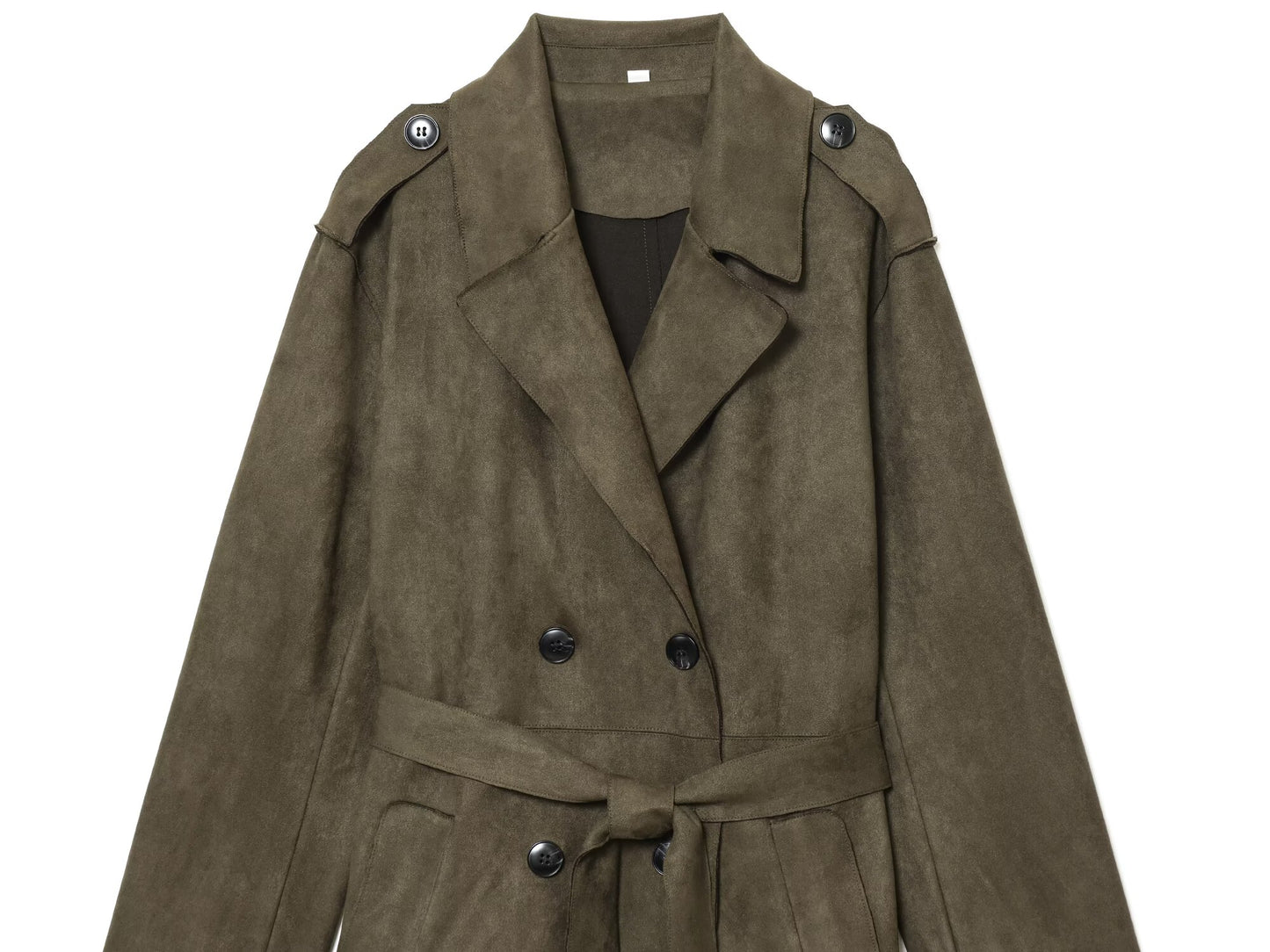Women's new fashion with Belt long style suede effect windbreaker Coat