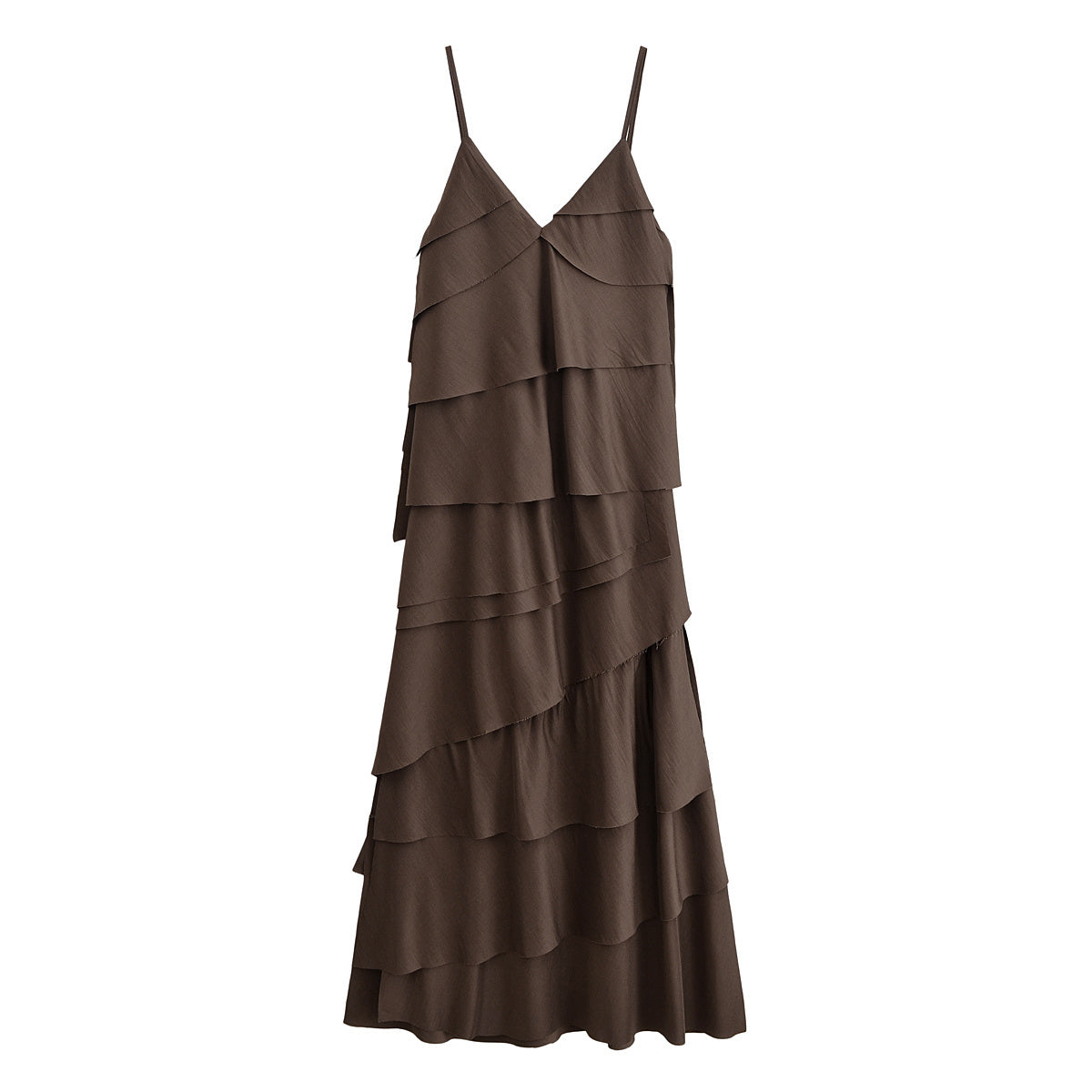 Women's new fashion layered decoration sleeveless V-neck MIDI dress