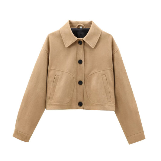 Women's new fashion short single breasted leather jacket Coat
