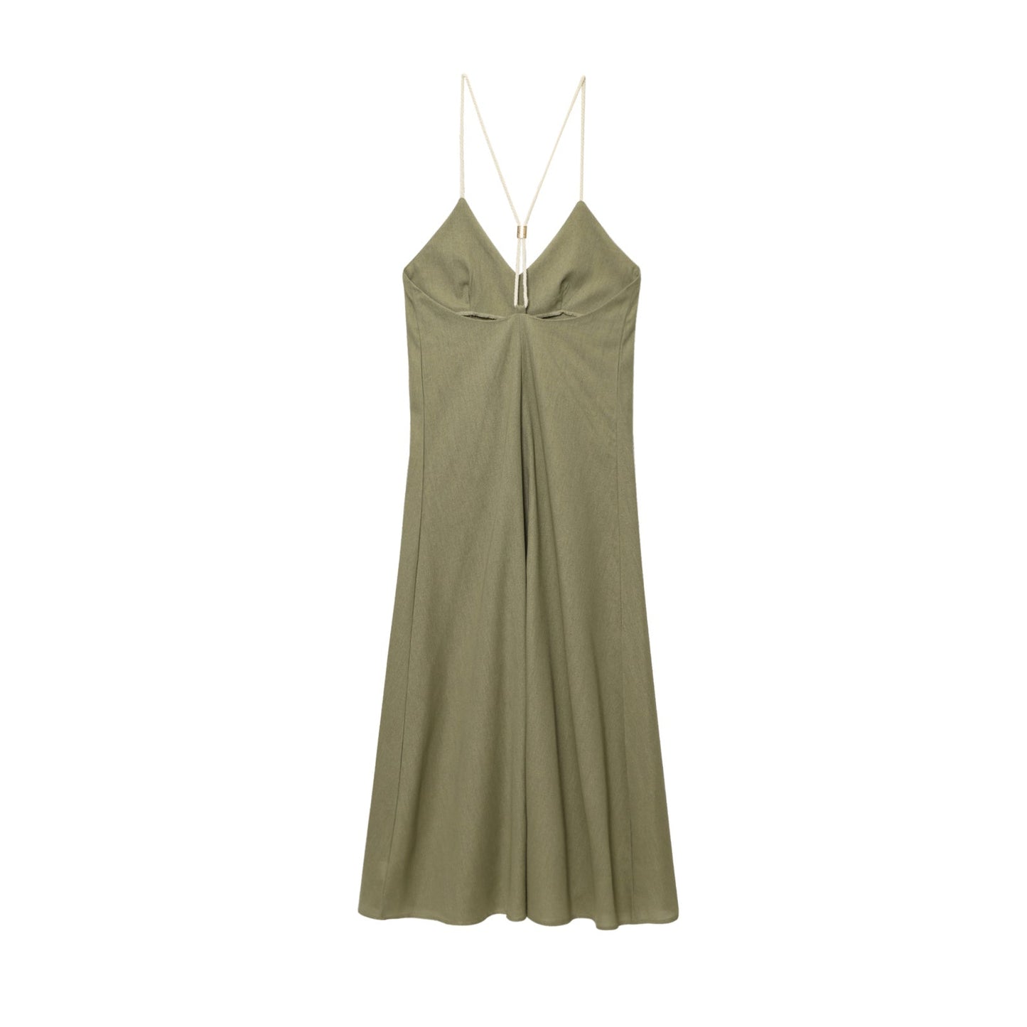 Women's 2025 fashion linen blended loose midi dress