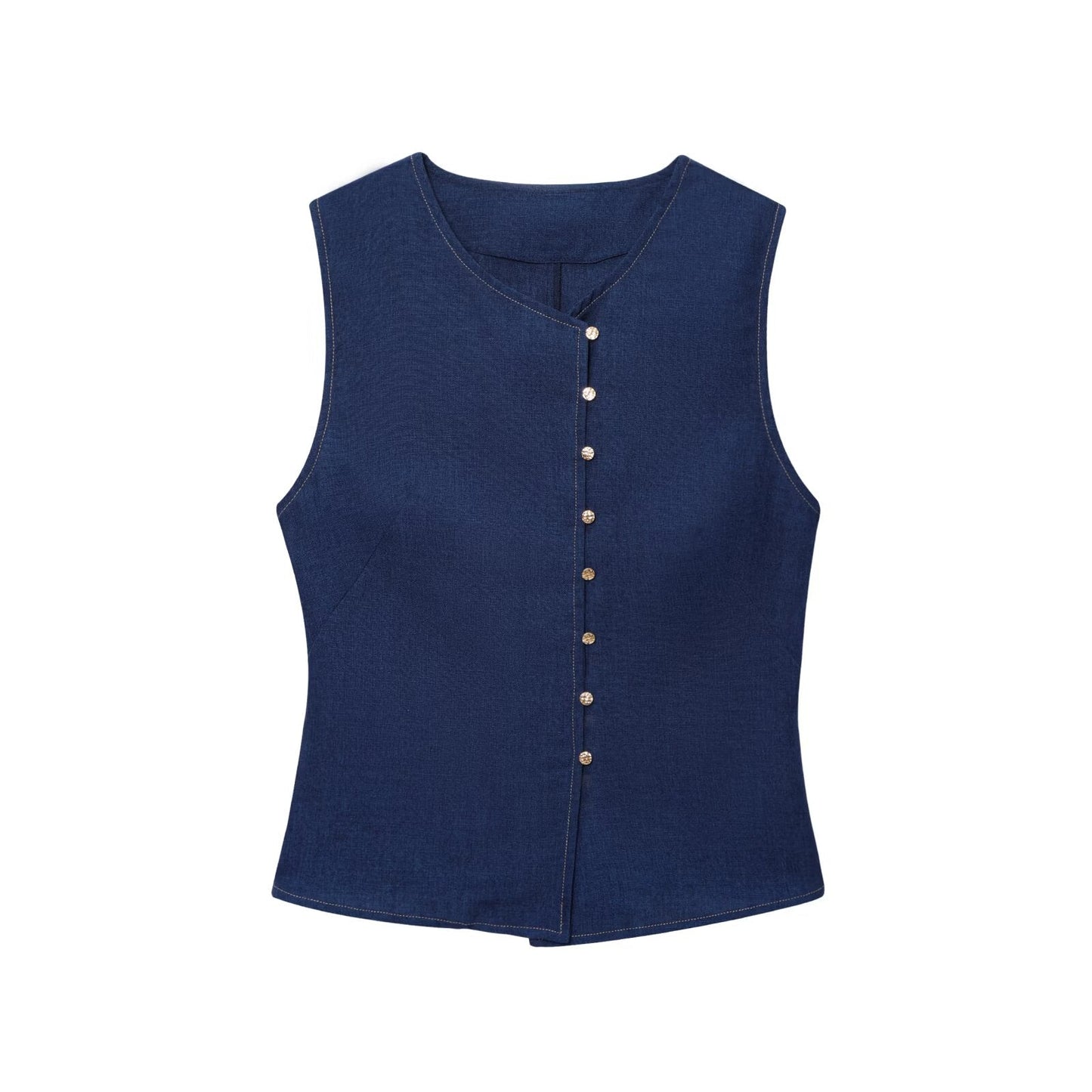 Women's suit 2 pieces 2025 fashion linen double-breasted vest+pants women's suit