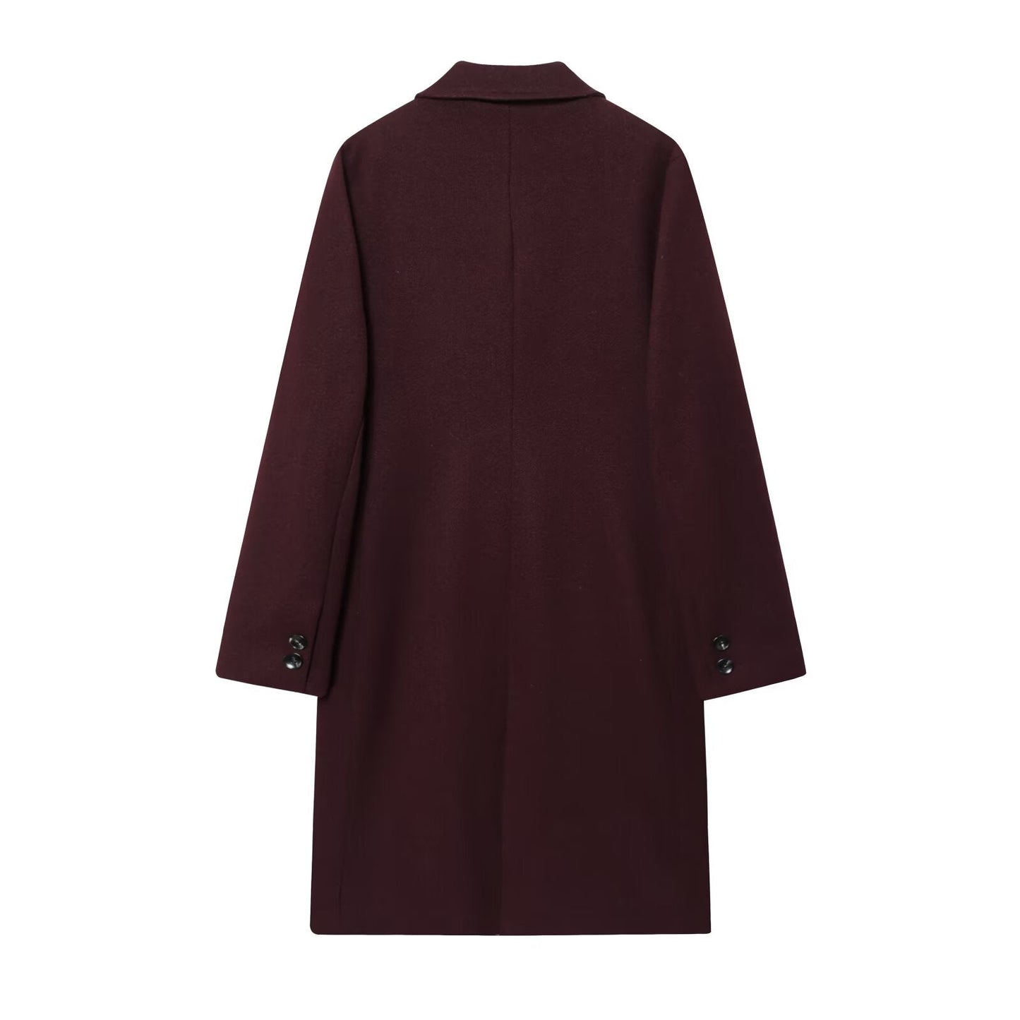 Women's New Fashion with Shoulder Pads Long Style Soft Texture Woolen Coat