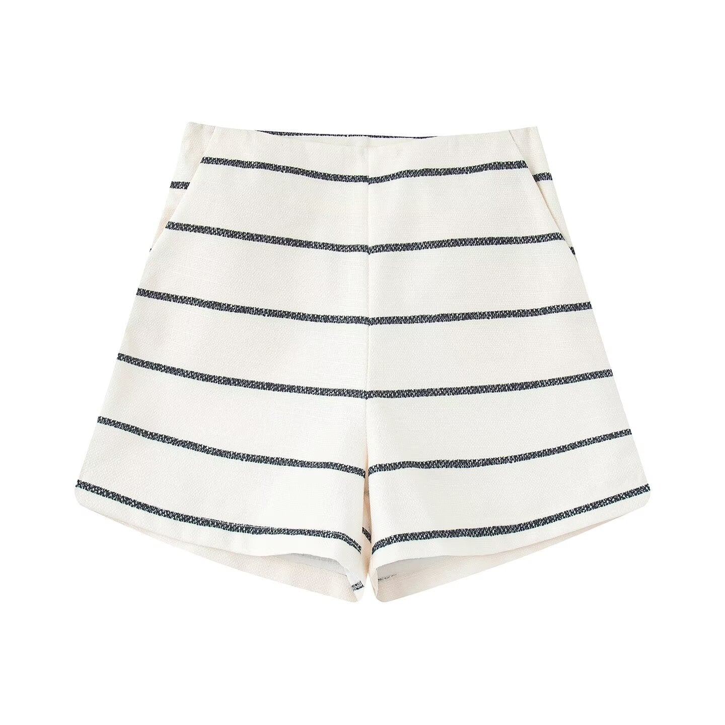 Women's New Fashion Casual Single breasted Short sleeved Striped Top+Shorts Women's suit