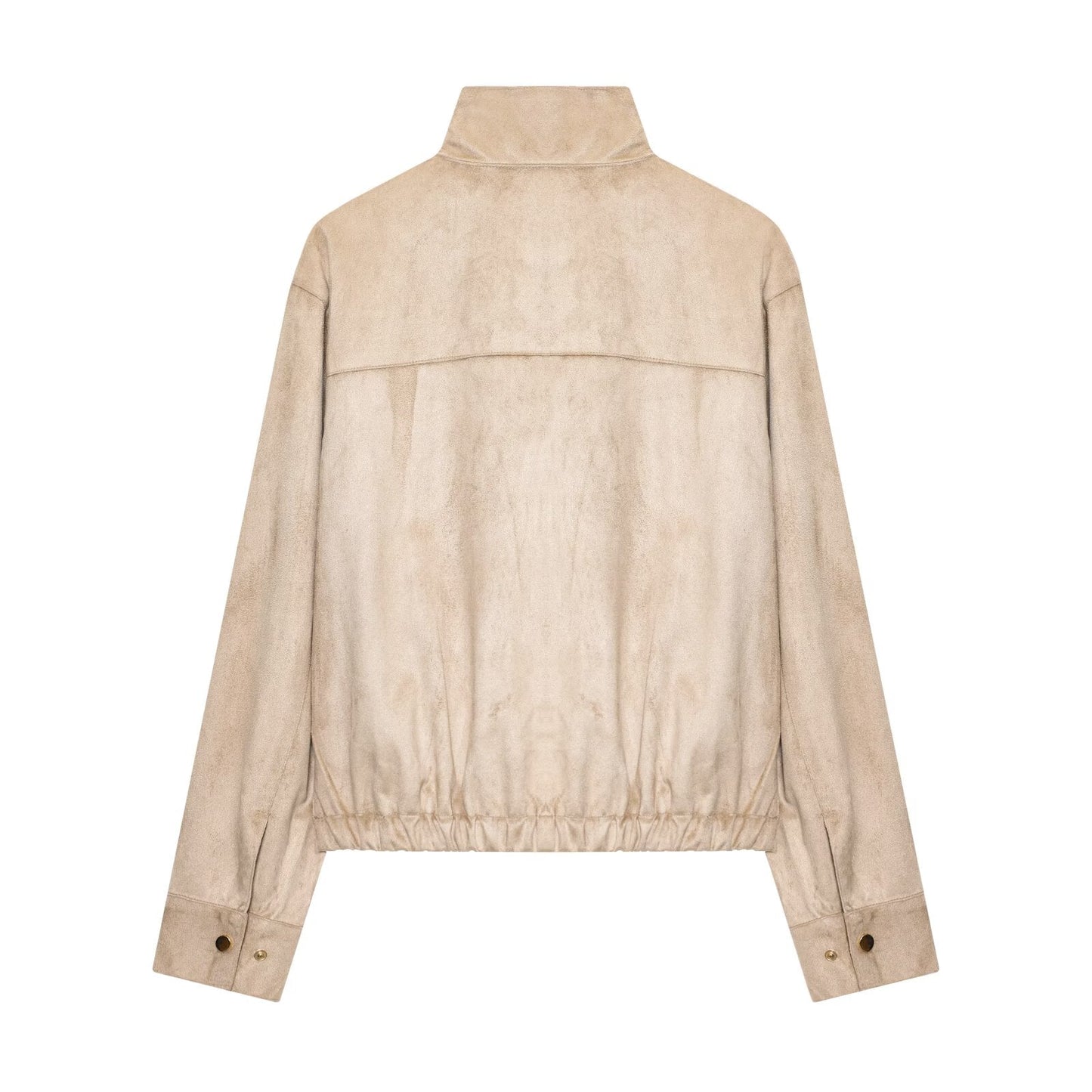 Women's new fashion anti suede effect stand collar jacket Coat