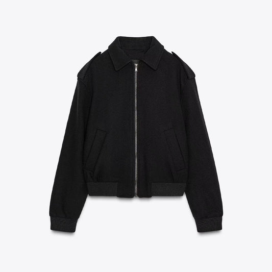 Women's new fashion casual Lapel wool blend jacket Coat