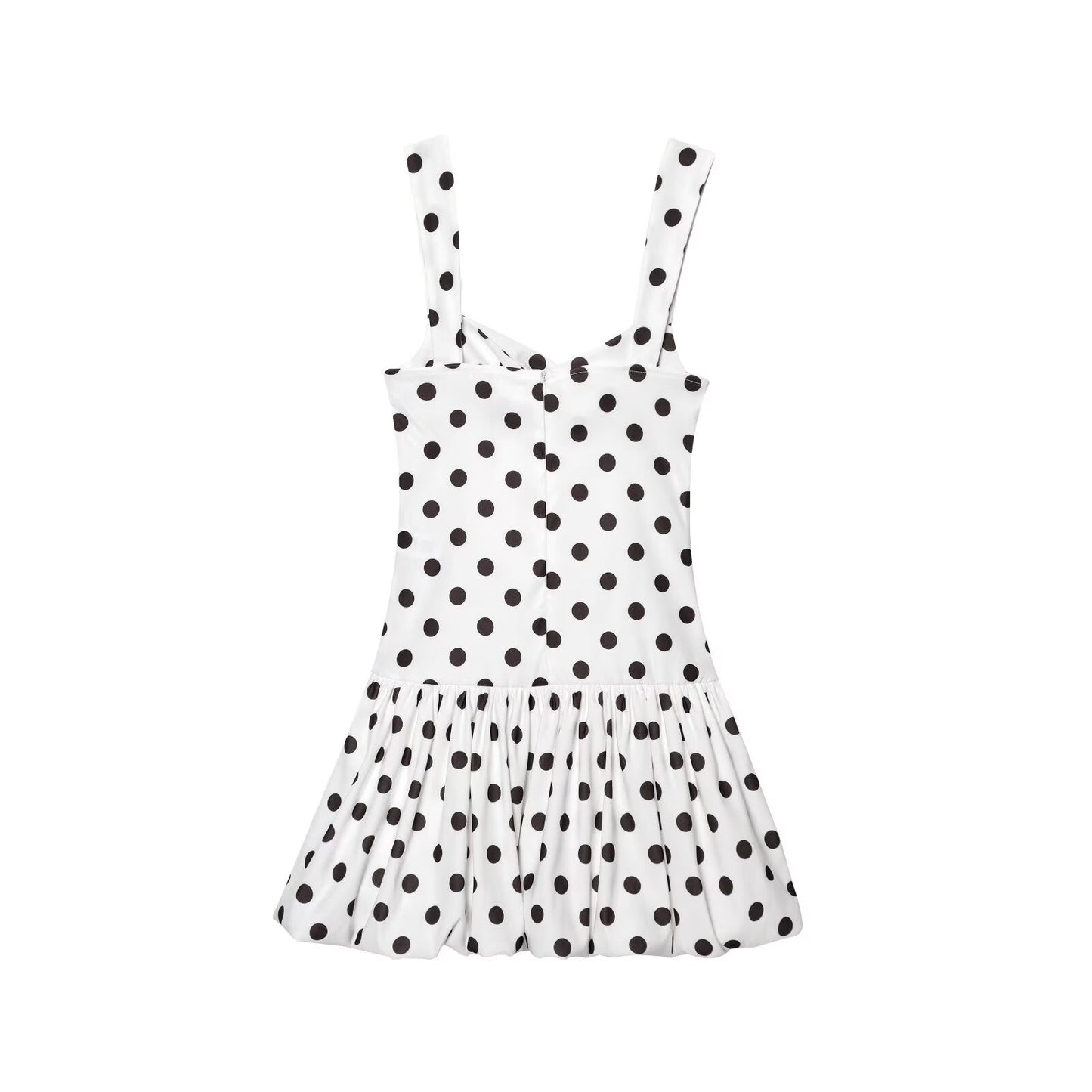 Women's new fashion balloon version sleeveless backless polka dot printed mini dress