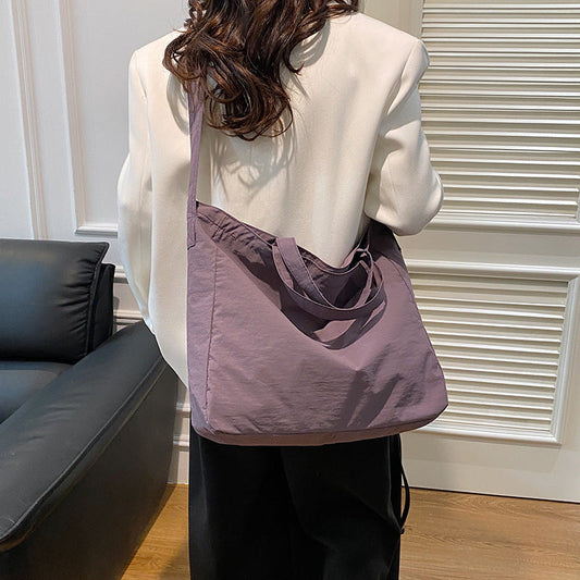 L Women's New Portable Canvas Hand-held Pocket Large-capacity Leisure Joker Shoulder Slung Tote Bag