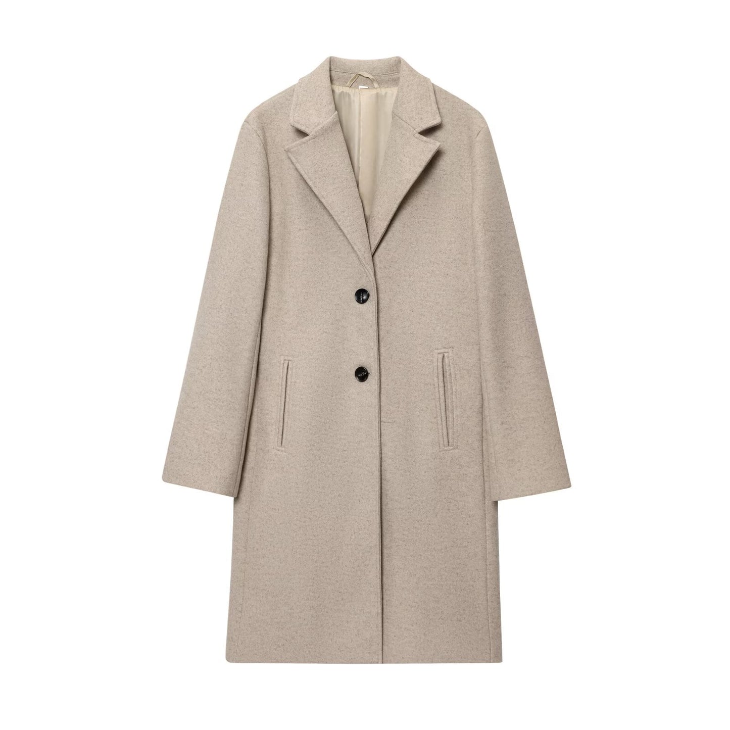 Women's New Fashion with Shoulder Pads Long Style Soft Texture Woolen Coat