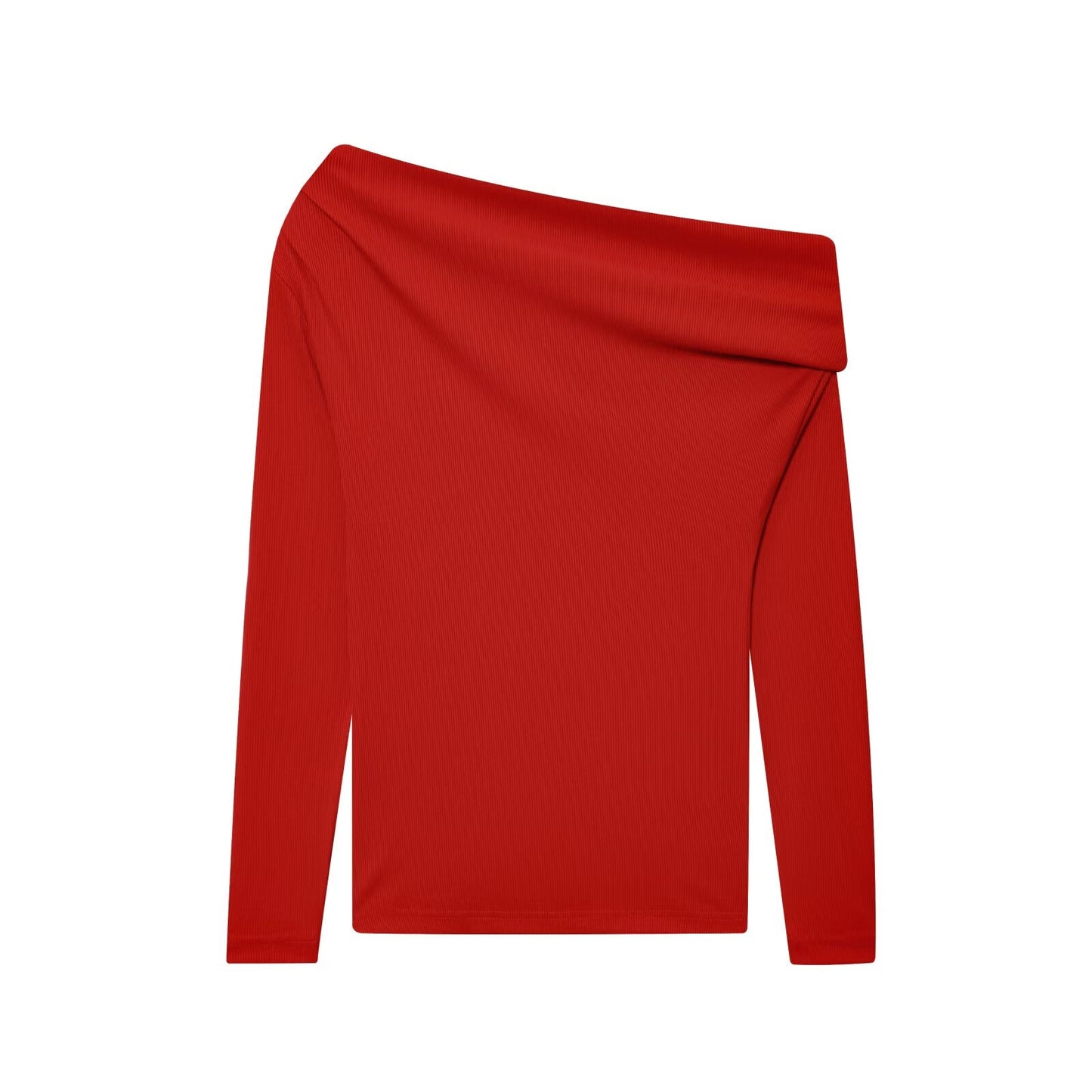 Women's new fashion soft texture asymmetric long sleeved T-shirt